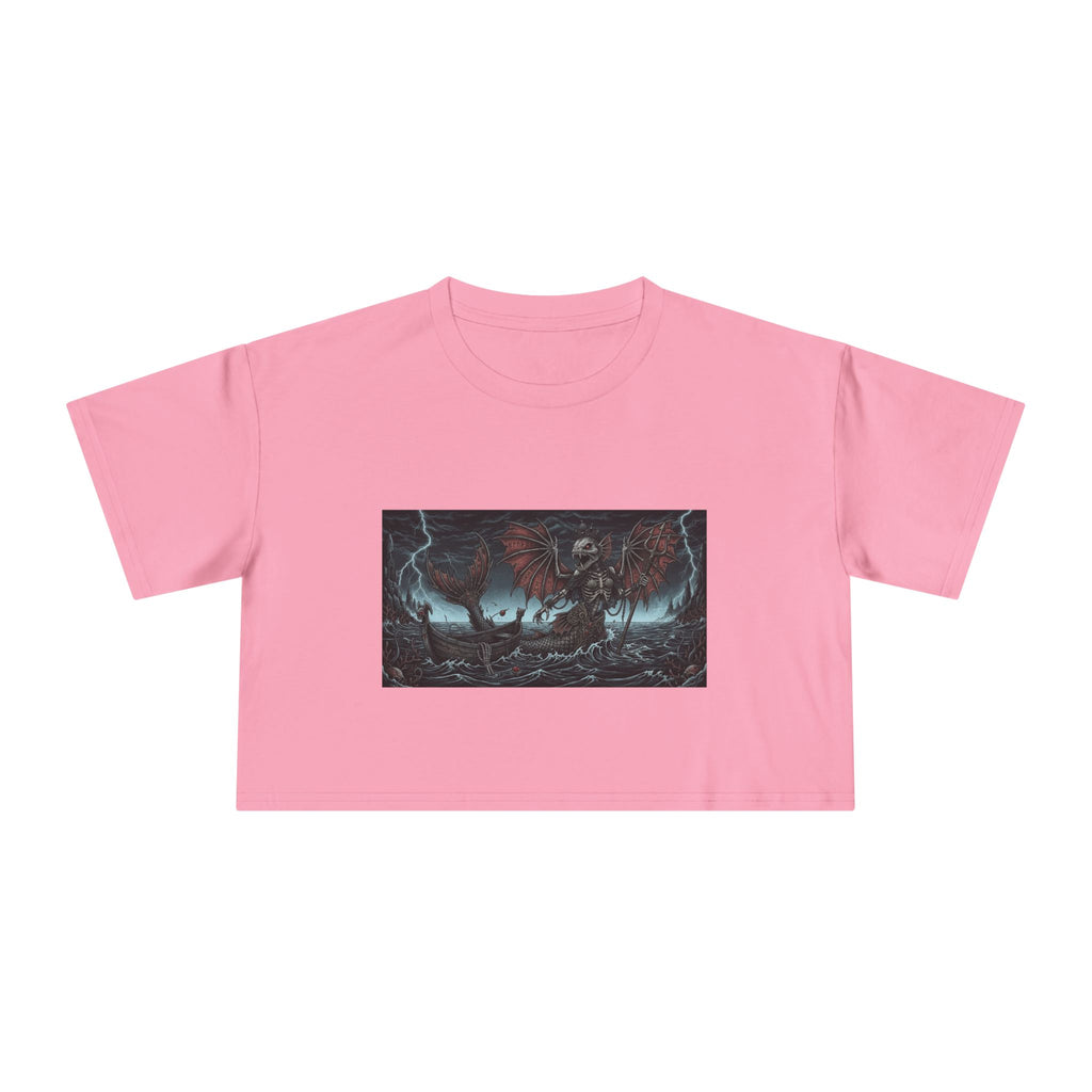 Women's Crop Tee — Dark Nautical Fish Skeleton Graphic Tee - Fish Factor Co