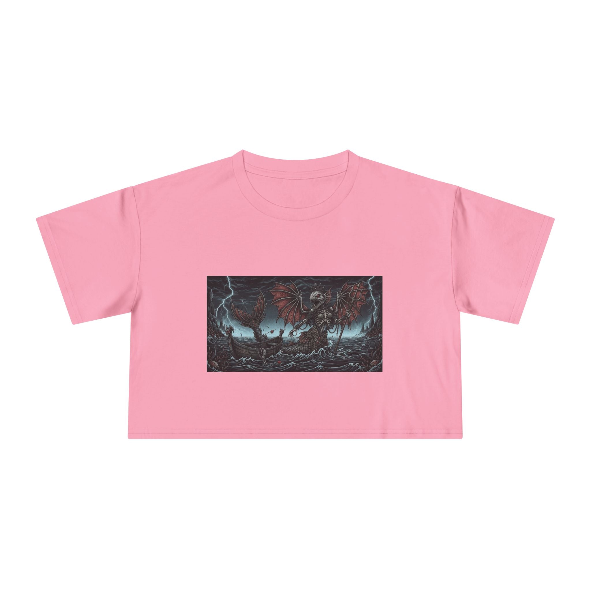 Women's Crop Tee — Dark Nautical Fish Skeleton Graphic Tee - Fish Factor Co