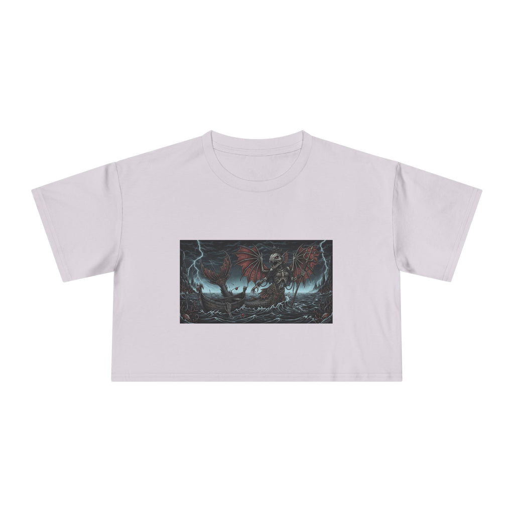 Women's Crop Tee — Dark Nautical Fish Skeleton Graphic Tee - Fish Factor Co