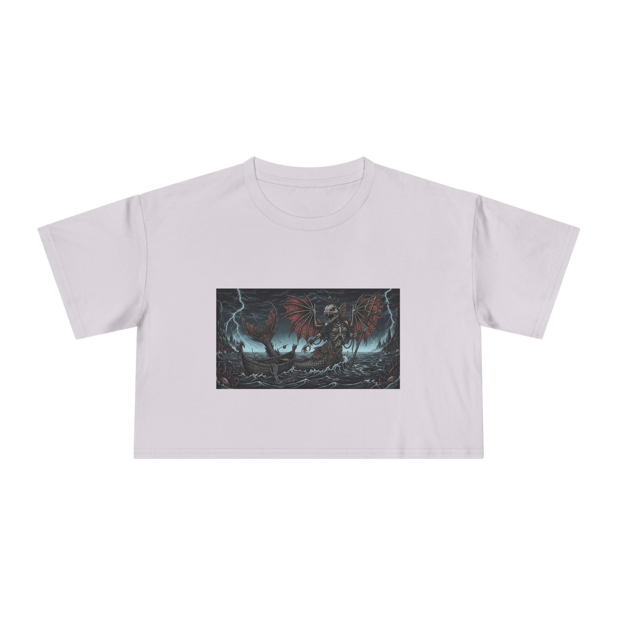 Women's Crop Tee — Dark Nautical Fish Skeleton Graphic Tee - Fish Factor Co