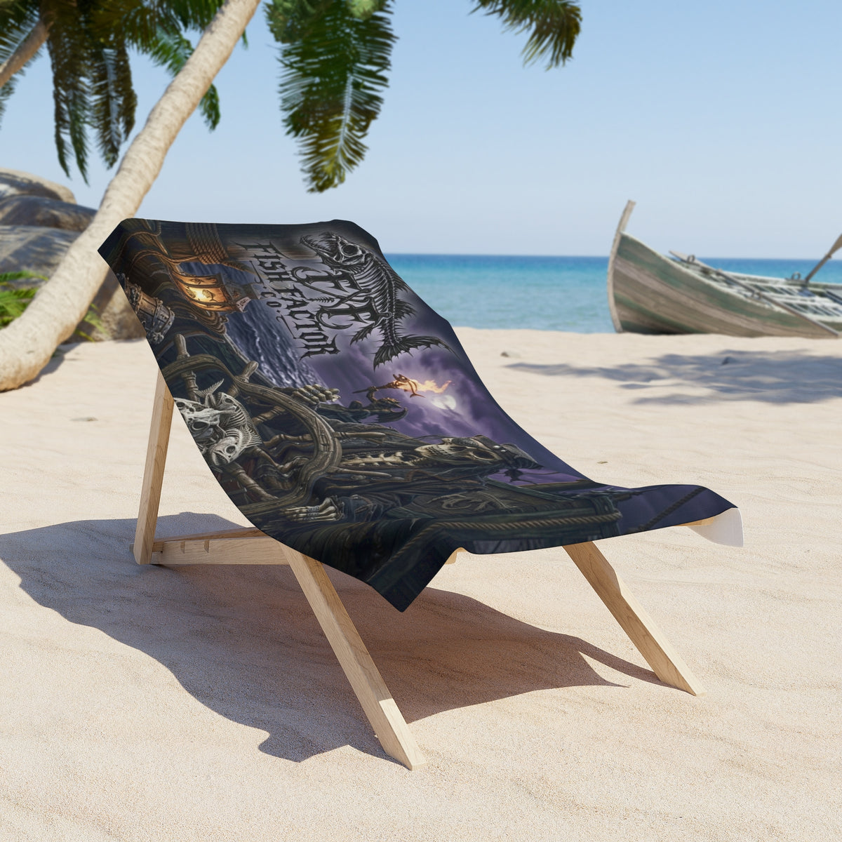 Pirate Skeleton Beach Towel — Fish Factor Co. Gothic Skull Nautical Towel