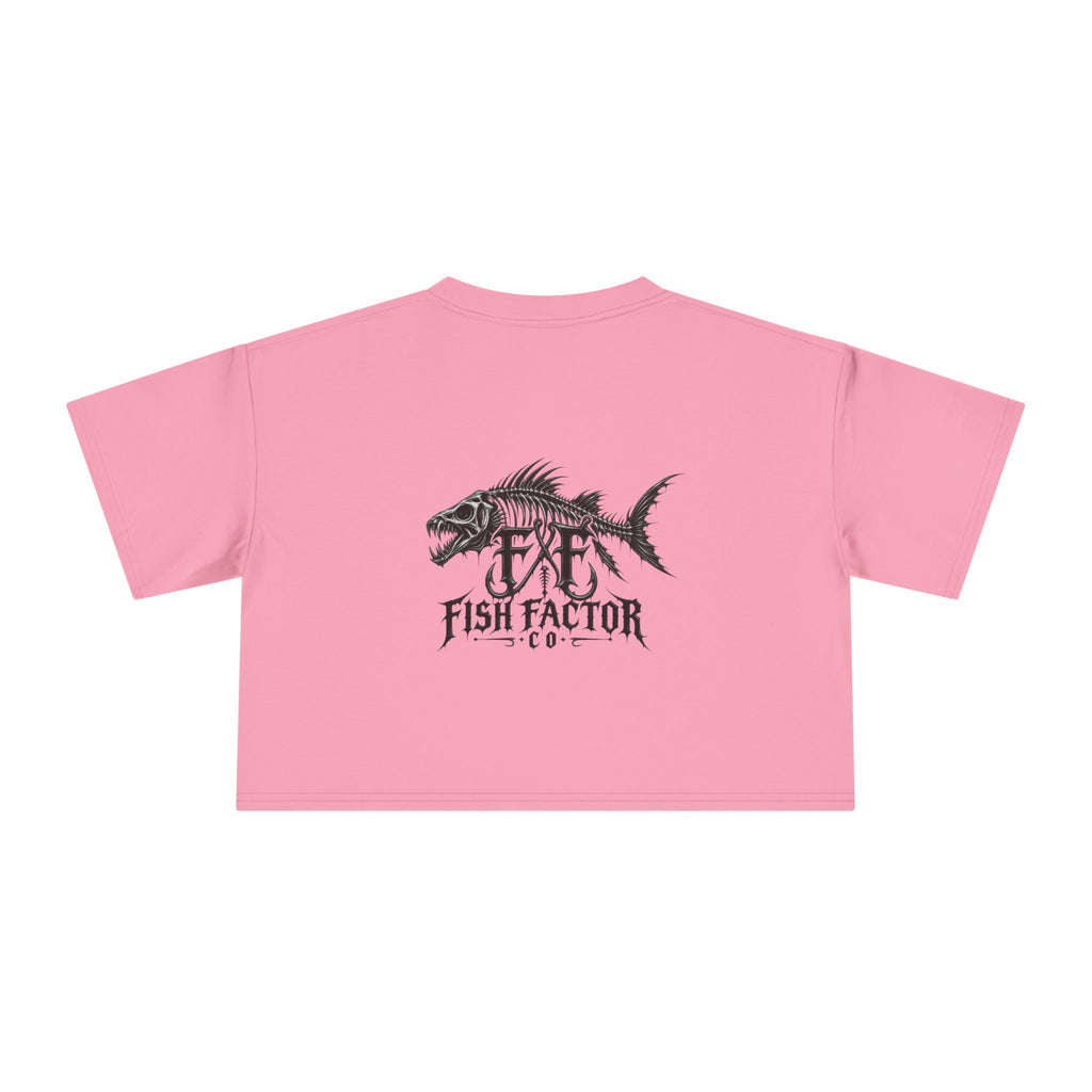 Women's Crop Tee — Dark Nautical Fish Skeleton Graphic Tee - Fish Factor Co