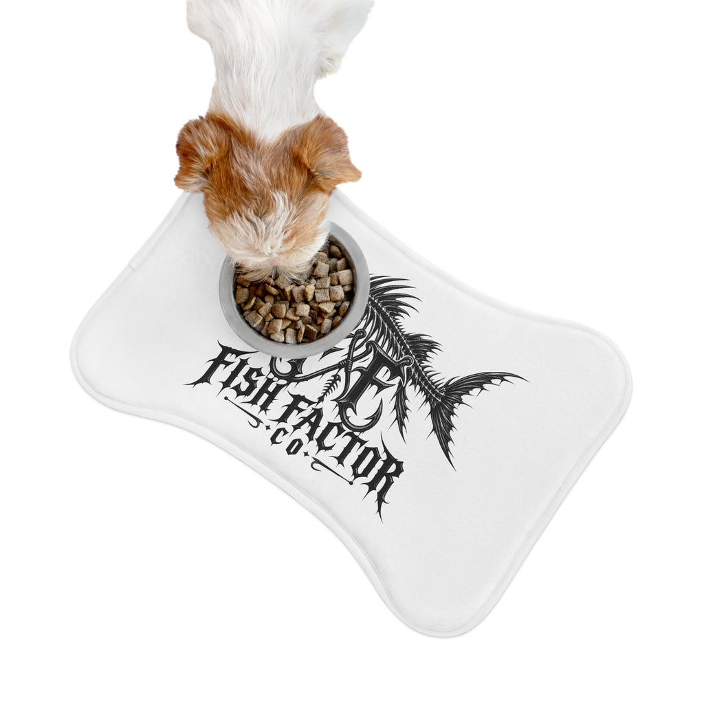 Fish Factor Co. Skeleton Fish Pet Feeding Mat — Non-Slip Waterproof Bowl Placemat for Dogs & Cats