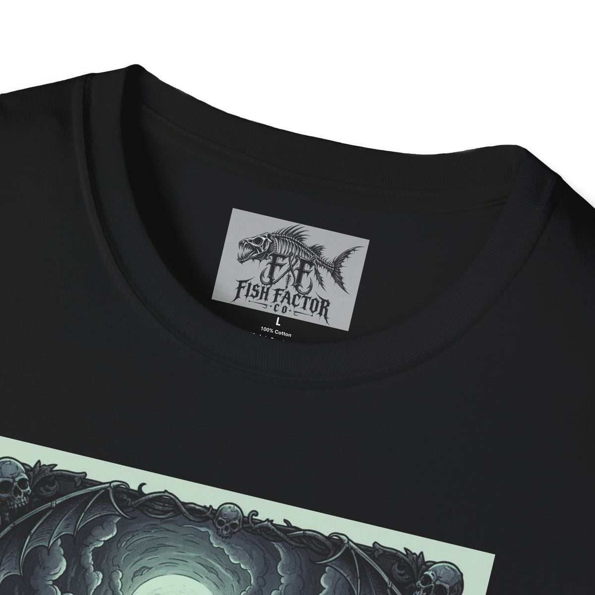 Stormy Spiral Moon Art T-Shirt | Dark Fantasy Night Sky Illustration Fish Factor