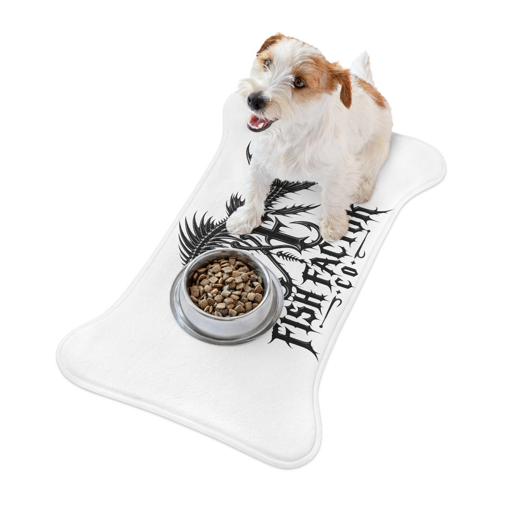 Fish Factor Co. Skeleton Fish Pet Feeding Mat — Non-Slip Waterproof Bowl Placemat for Dogs & Cats
