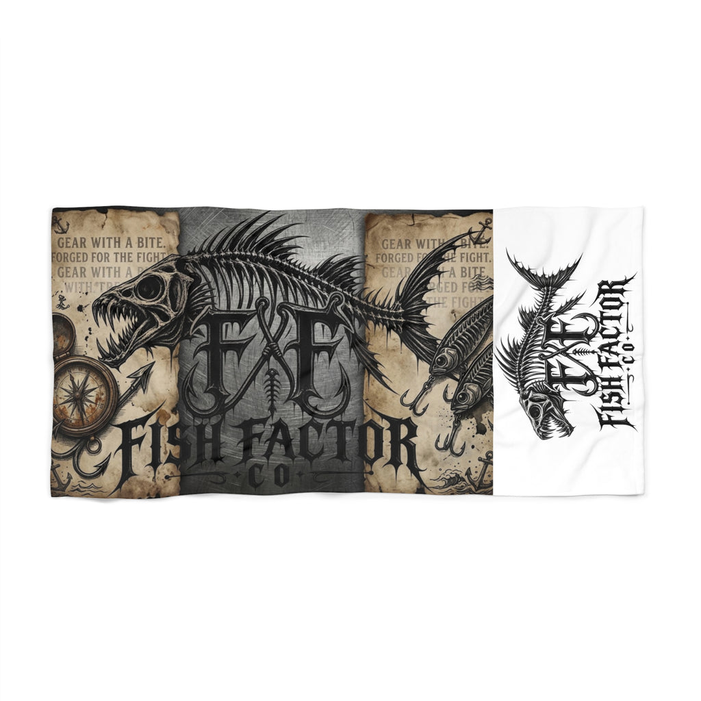 Fish Skeleton Graphic Beach Towel — Nautical Fishing Vibe