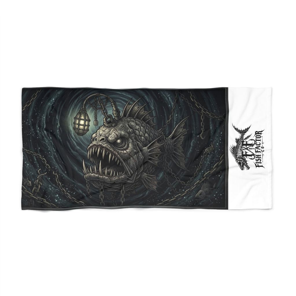Anglerfish Dark Ocean Beach Towel — Gothic Deep Sea Graphic Beach Towel - Fish Factor Co