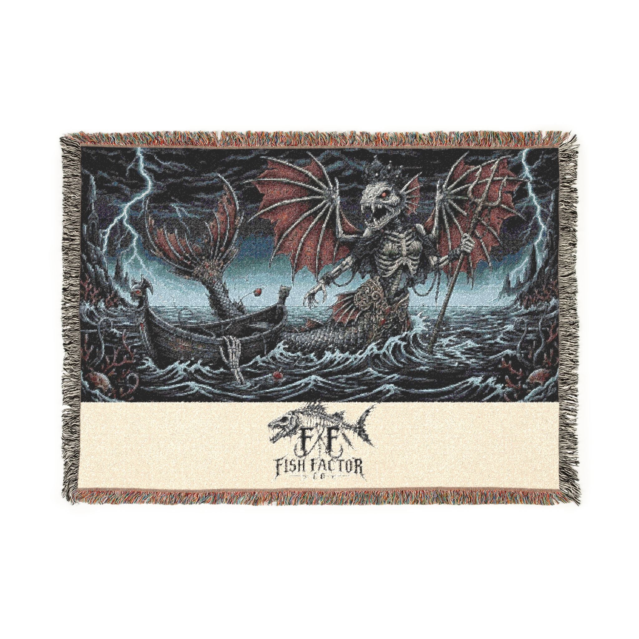 Dragon Skull Artwork Woven Blanket | Gothic Fantasy Throw