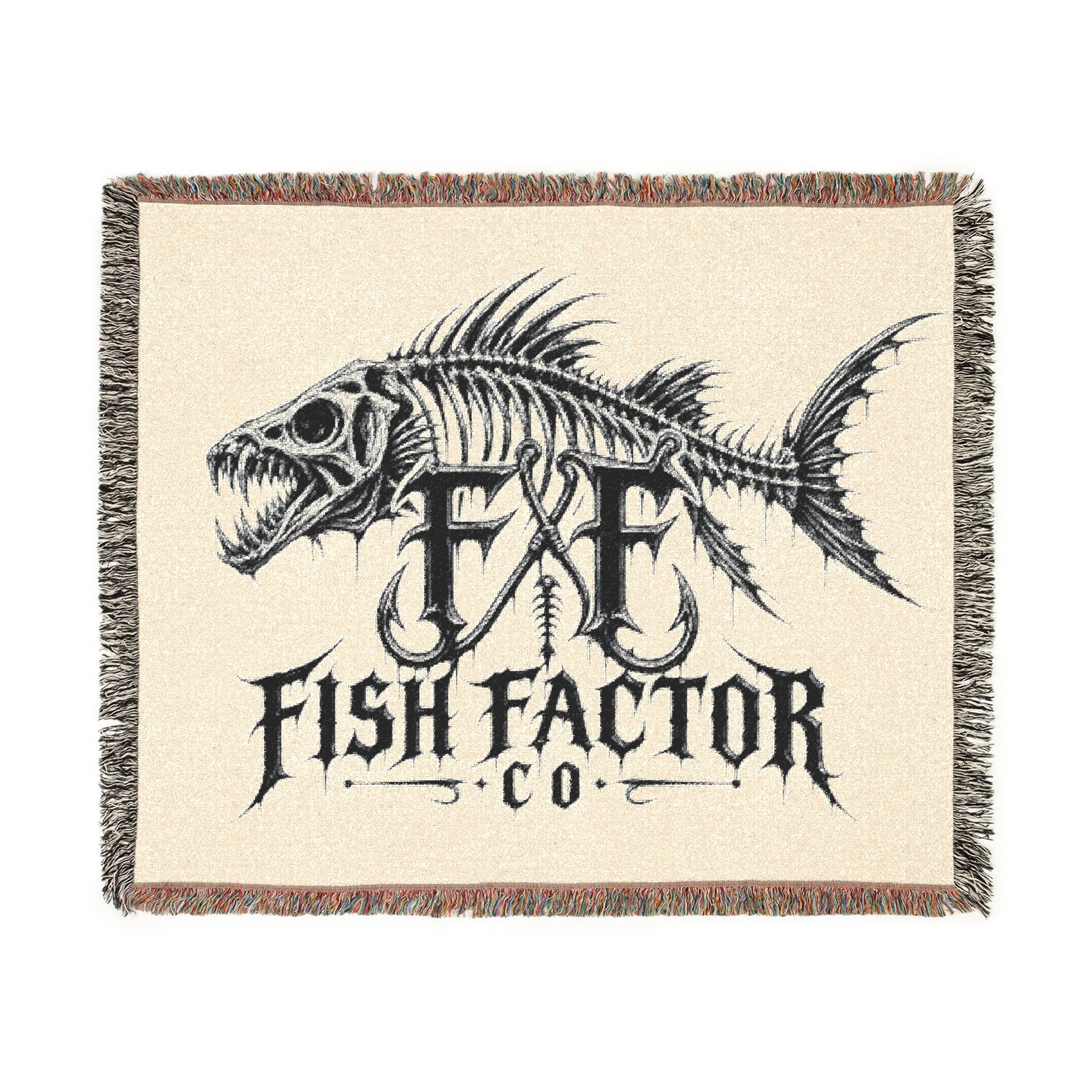 Fish Factor Co skeletal fish Woven Blanket | nautical, fishing decor
