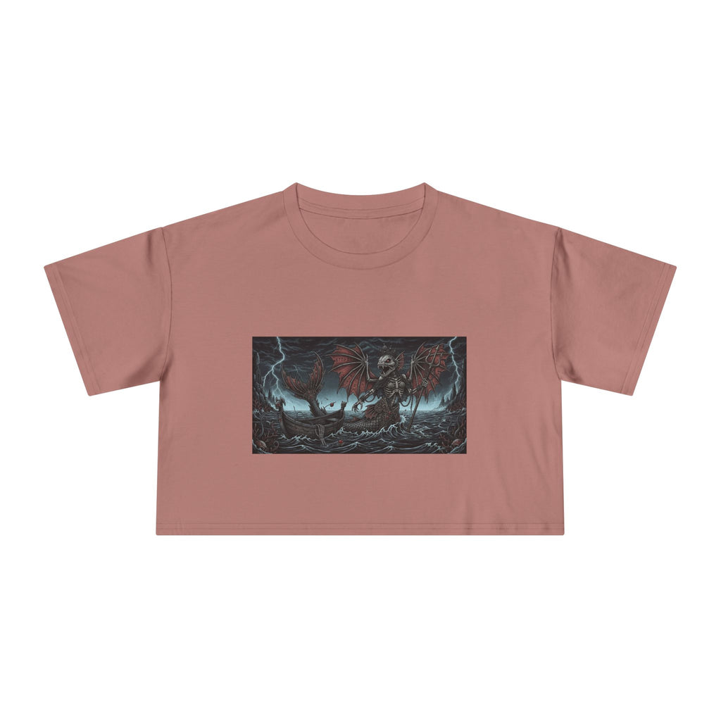 Women's Crop Tee — Dark Nautical Fish Skeleton Graphic Tee - Fish Factor Co