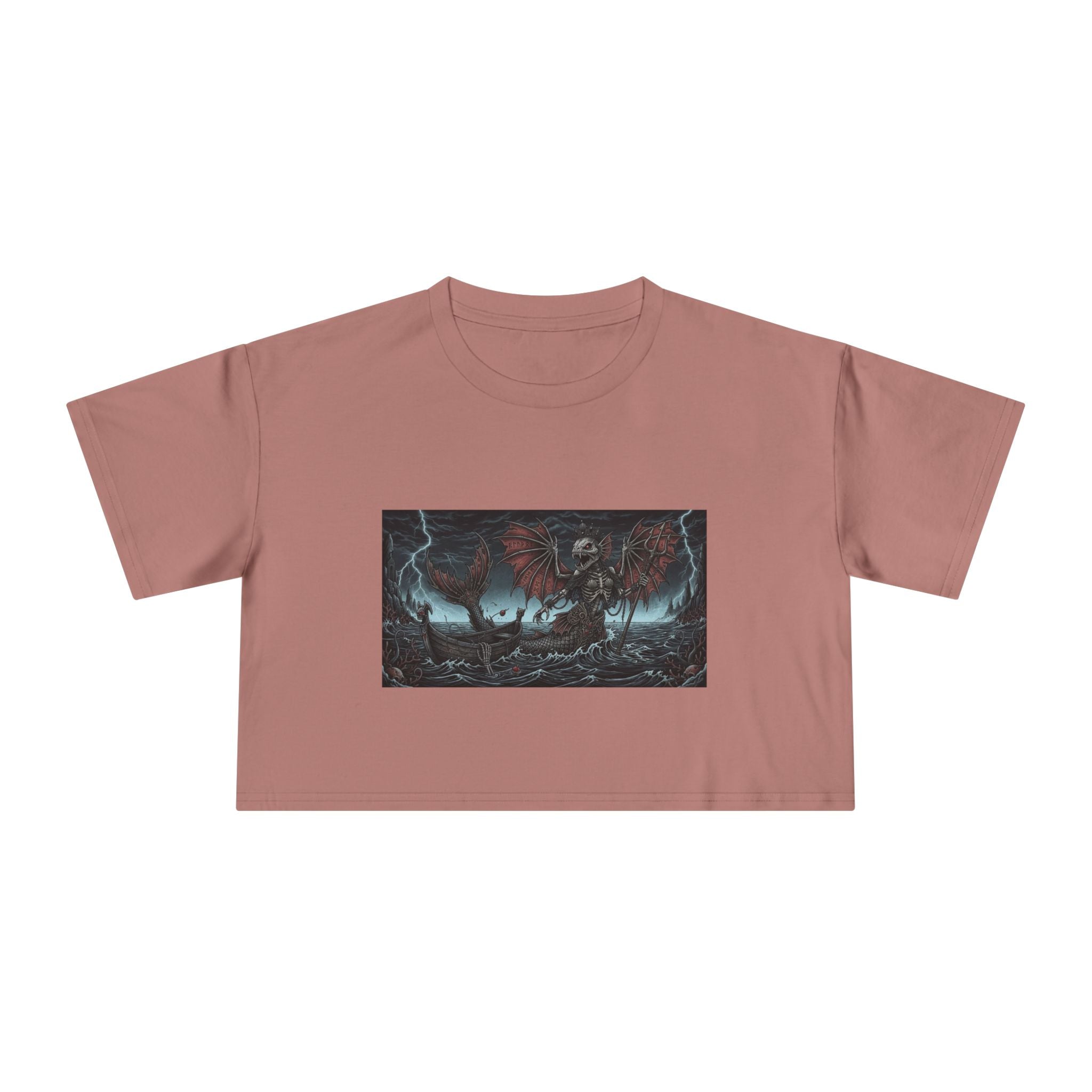 Women's Crop Tee — Dark Nautical Fish Skeleton Graphic Tee - Fish Factor Co
