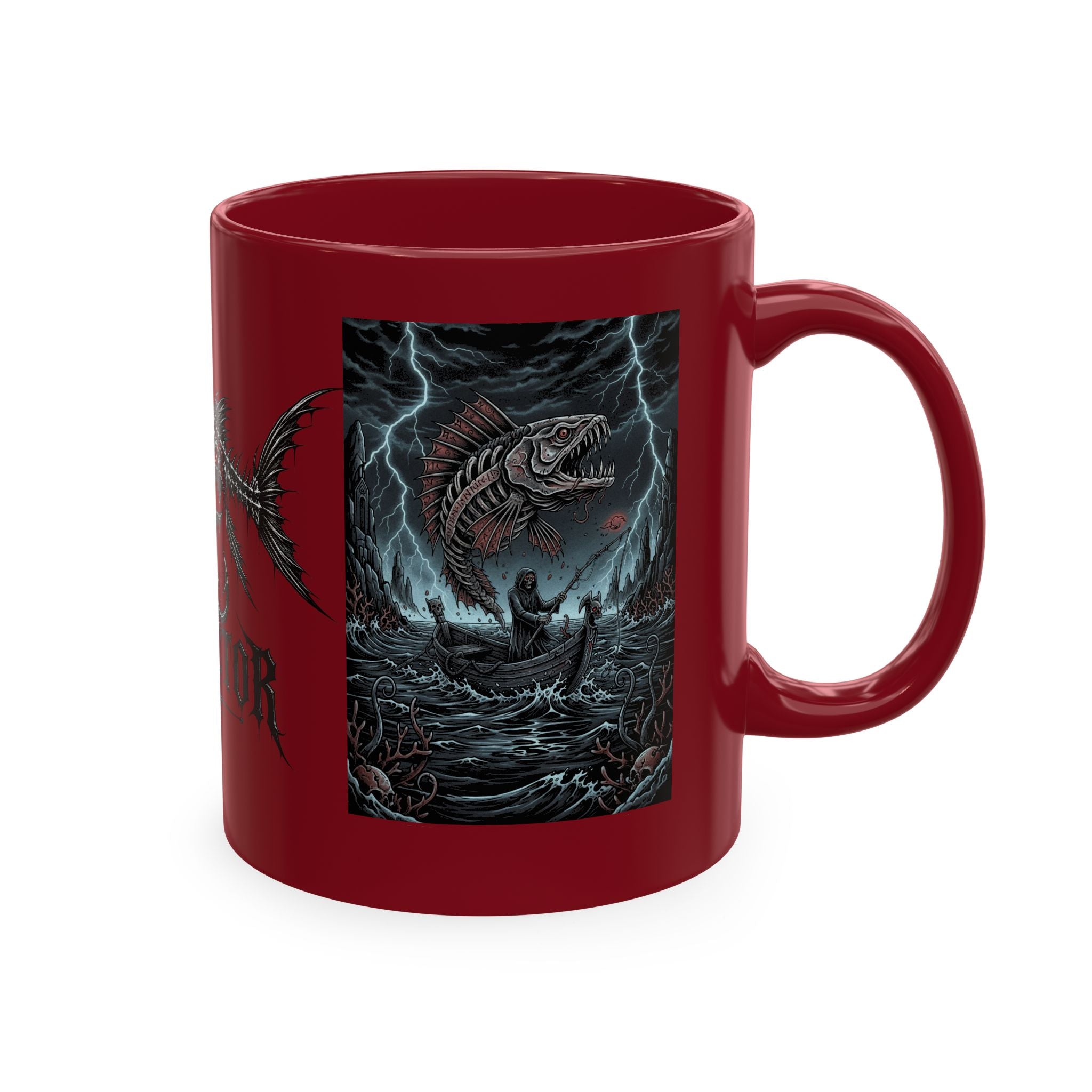 Fish Factor Co Skeletal Fish Illustration Mug | Nautical Ocean Skull Art