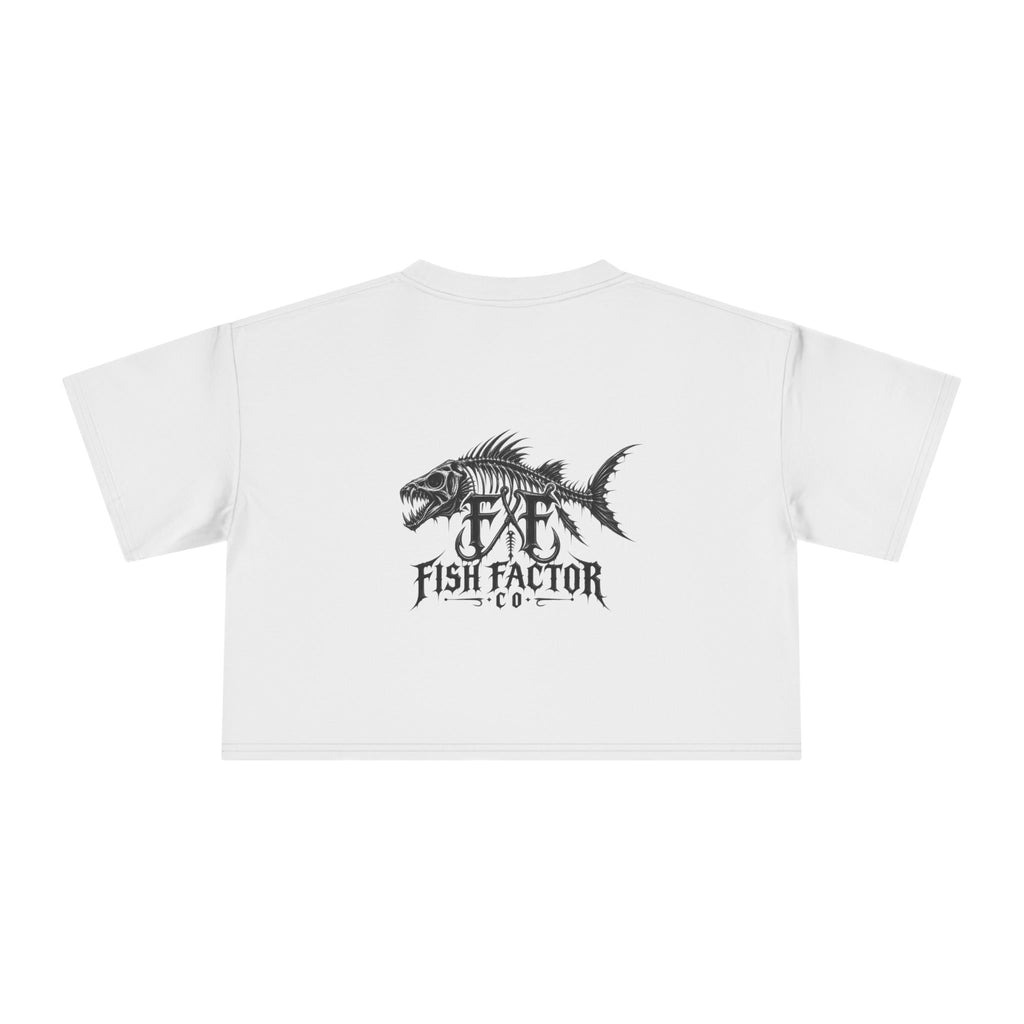 Women's Crop Tee — Dark Nautical Fish Skeleton Graphic Tee - Fish Factor Co
