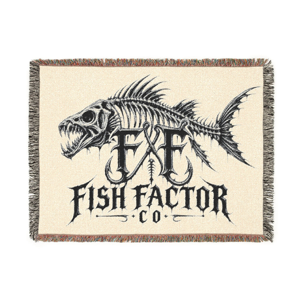 Fish Factor Co skeletal fish Woven Blanket | nautical, fishing decor