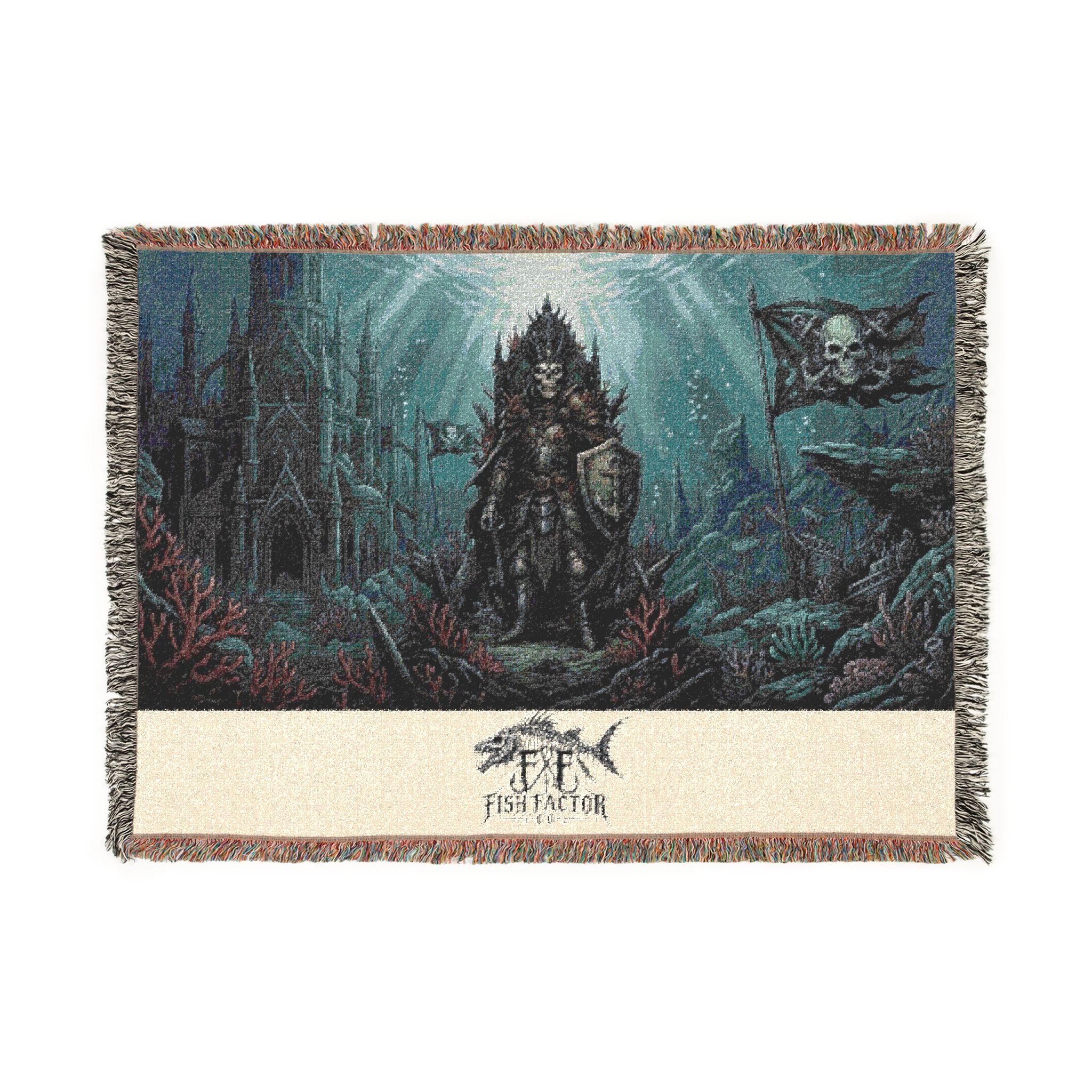 Dark Throne King woven blanket | Gothic fantasy castle tapestry - Fish Factor Co
