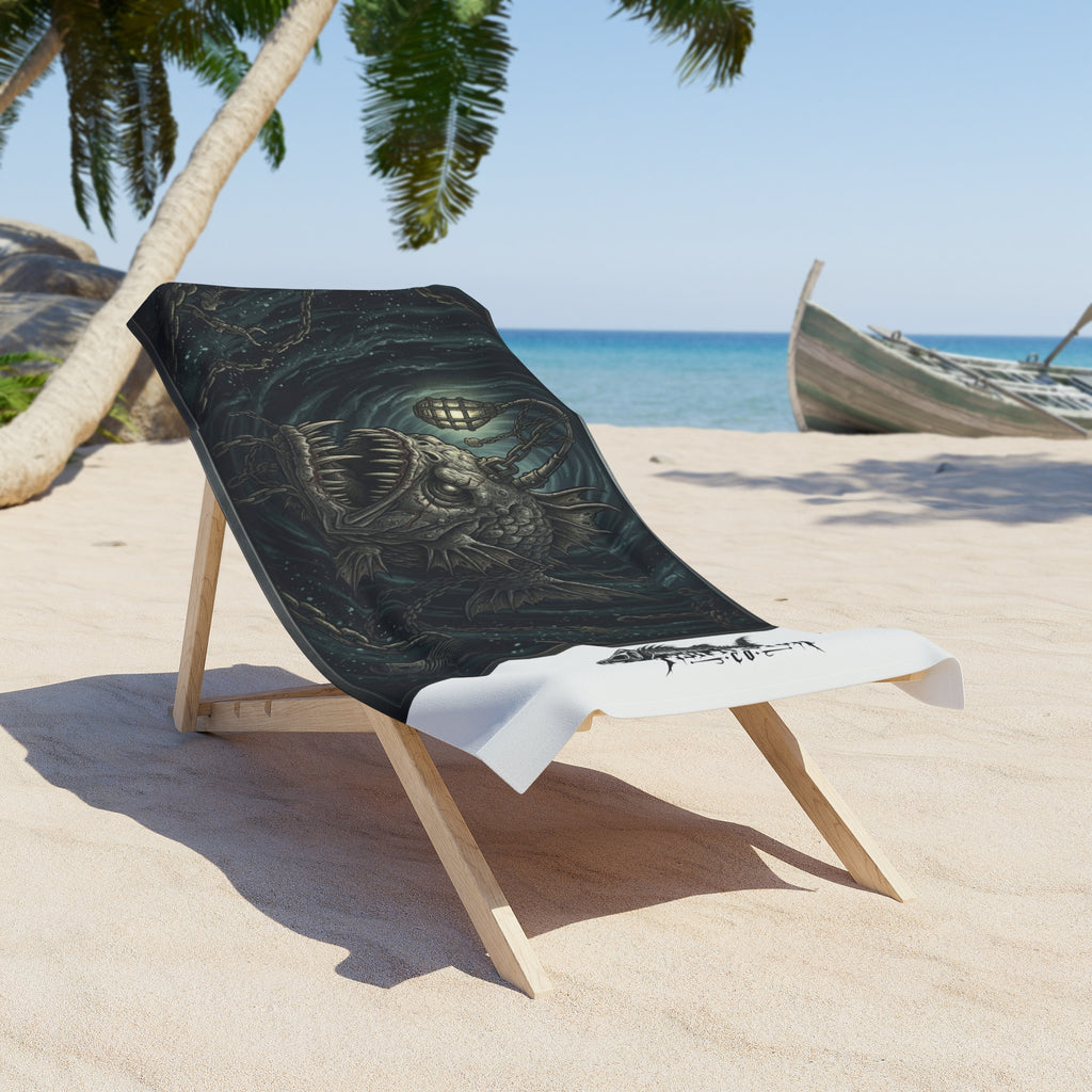 Anglerfish Dark Ocean Beach Towel — Gothic Deep Sea Graphic Beach Towel - Fish Factor Co
