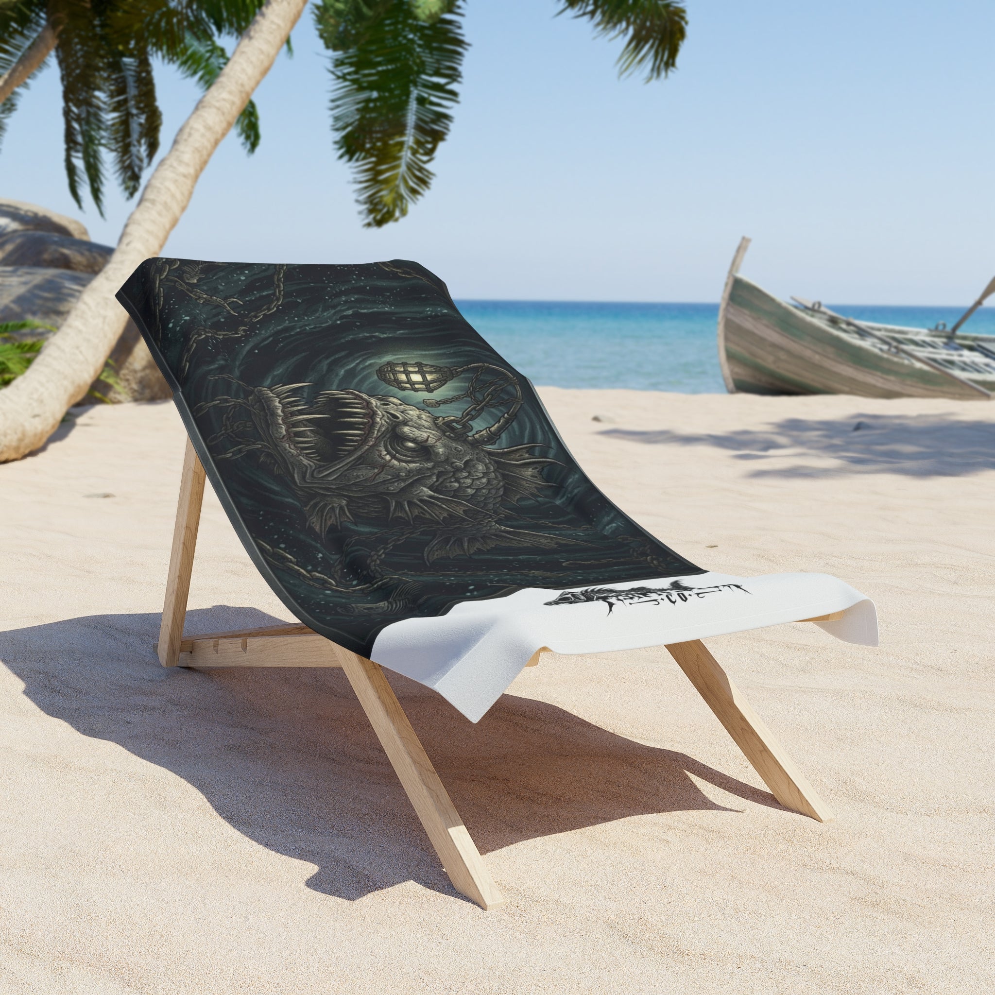 Anglerfish Dark Ocean Beach Towel — Gothic Deep Sea Graphic Beach Towel - Fish Factor Co