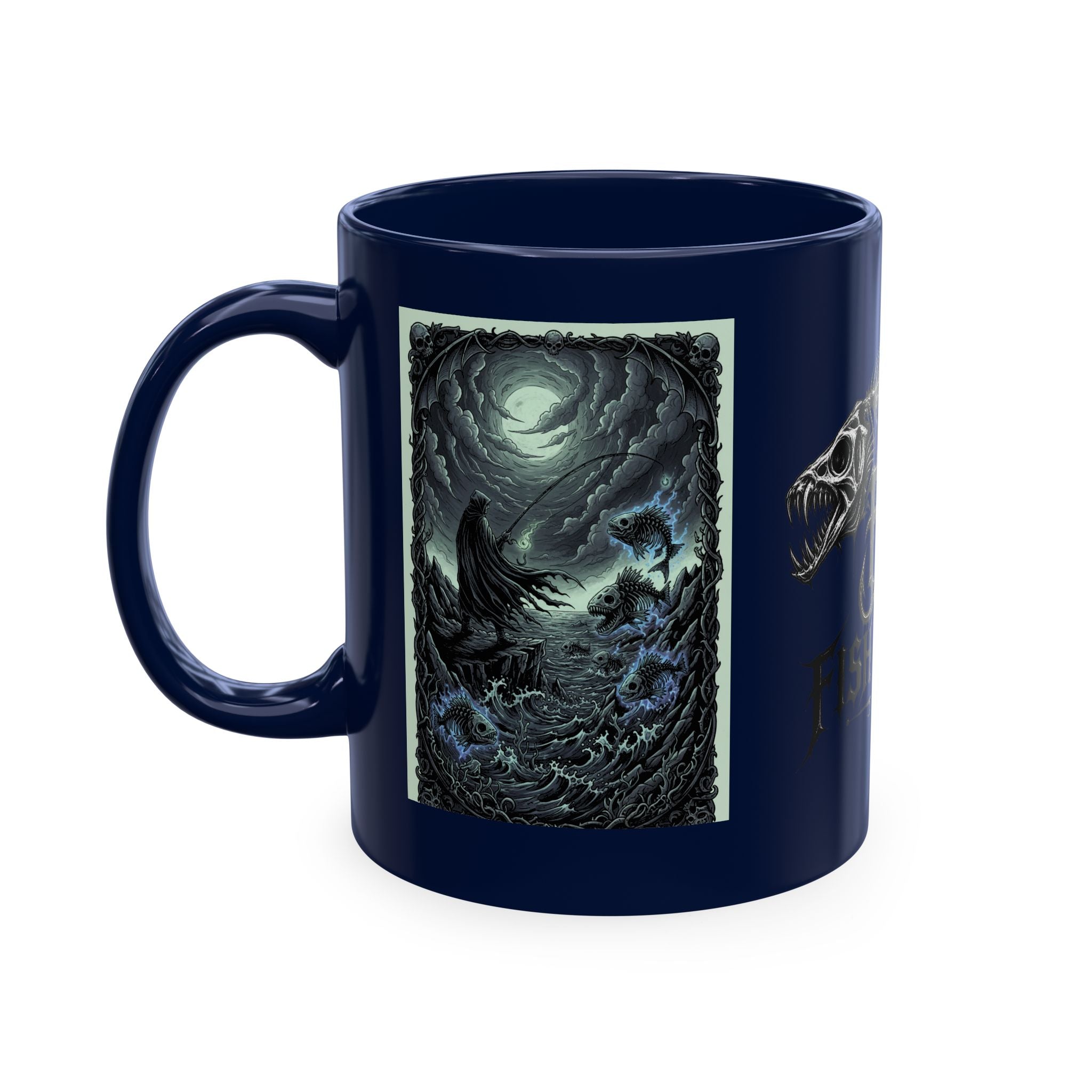 Fish Factor Co Skeletal Fish Illustration Mug | Nautical Ocean Skull Art