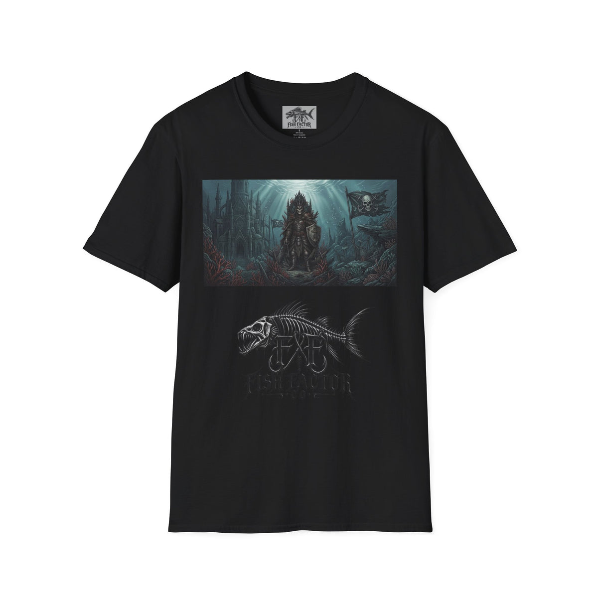 Underwater Pirate King T-Shirt | Sunken Castle, Trident, Skull Flag Fish Factor Co