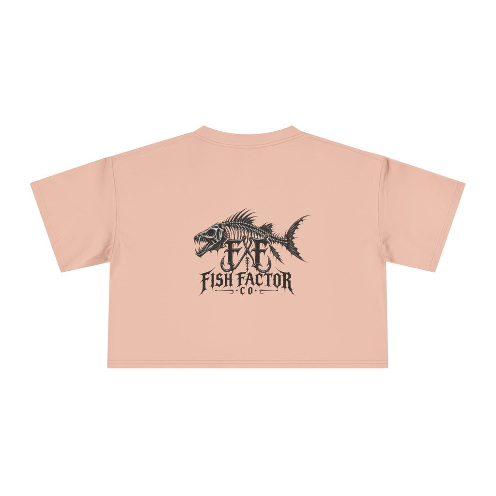 Women's Crop Tee — Dark Nautical Fish Skeleton Graphic Tee - Fish Factor Co