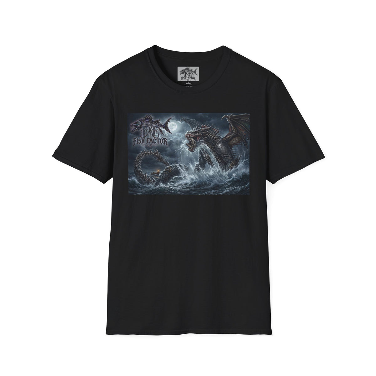 Sea Serpent Dragon Wave Artwork T-Shirt | Stormy Ocean Fantasy Fish Factor