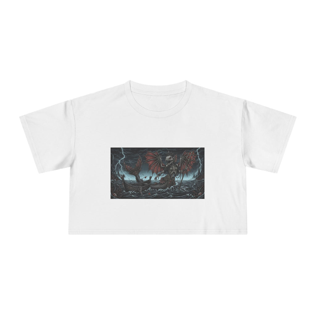 Women's Crop Tee — Dark Nautical Fish Skeleton Graphic Tee - Fish Factor Co