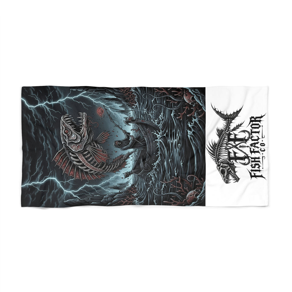 Stormy Sea Fish Skeleton Beach Towel — Fish Factor Co -  Heavy-Metal Nautical Fishing Design