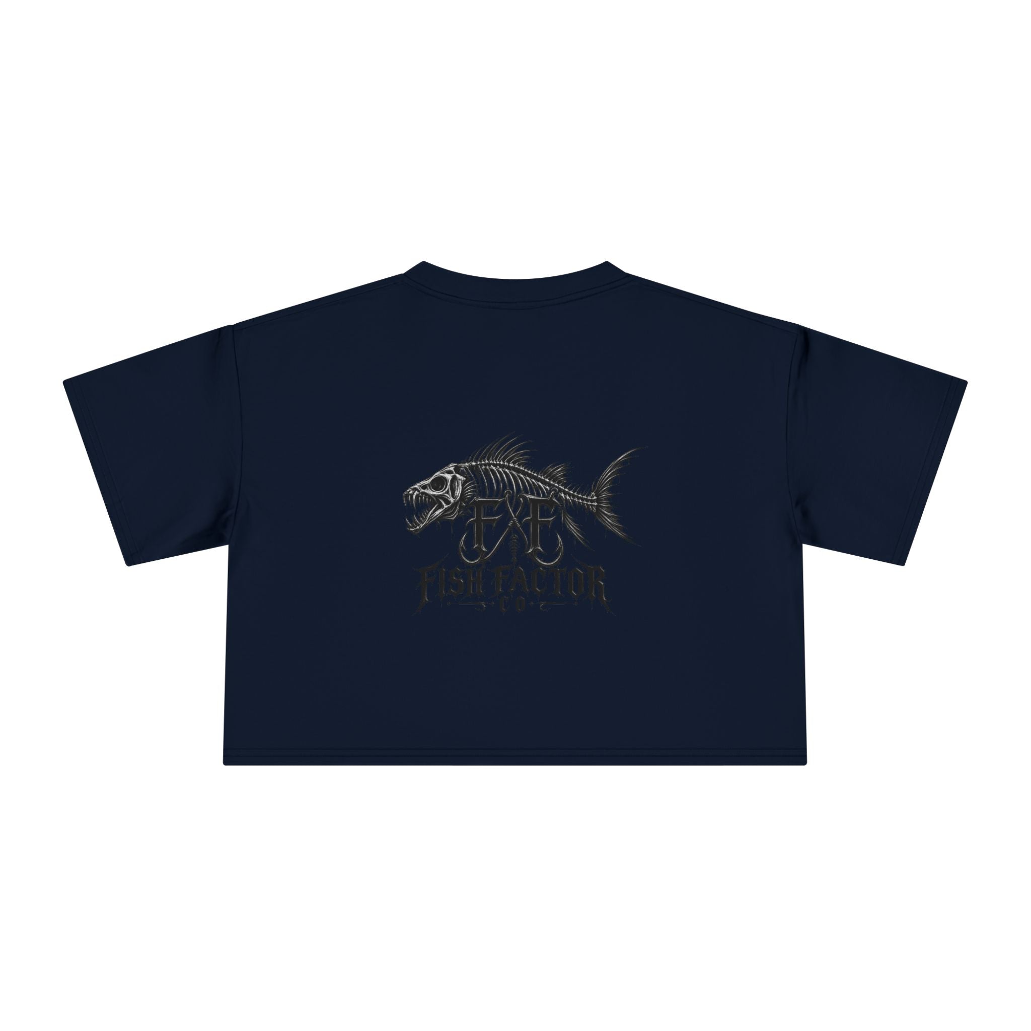 Women's Crop Tee — Dark Nautical Fish Skeleton Graphic Tee - Fish Factor Co