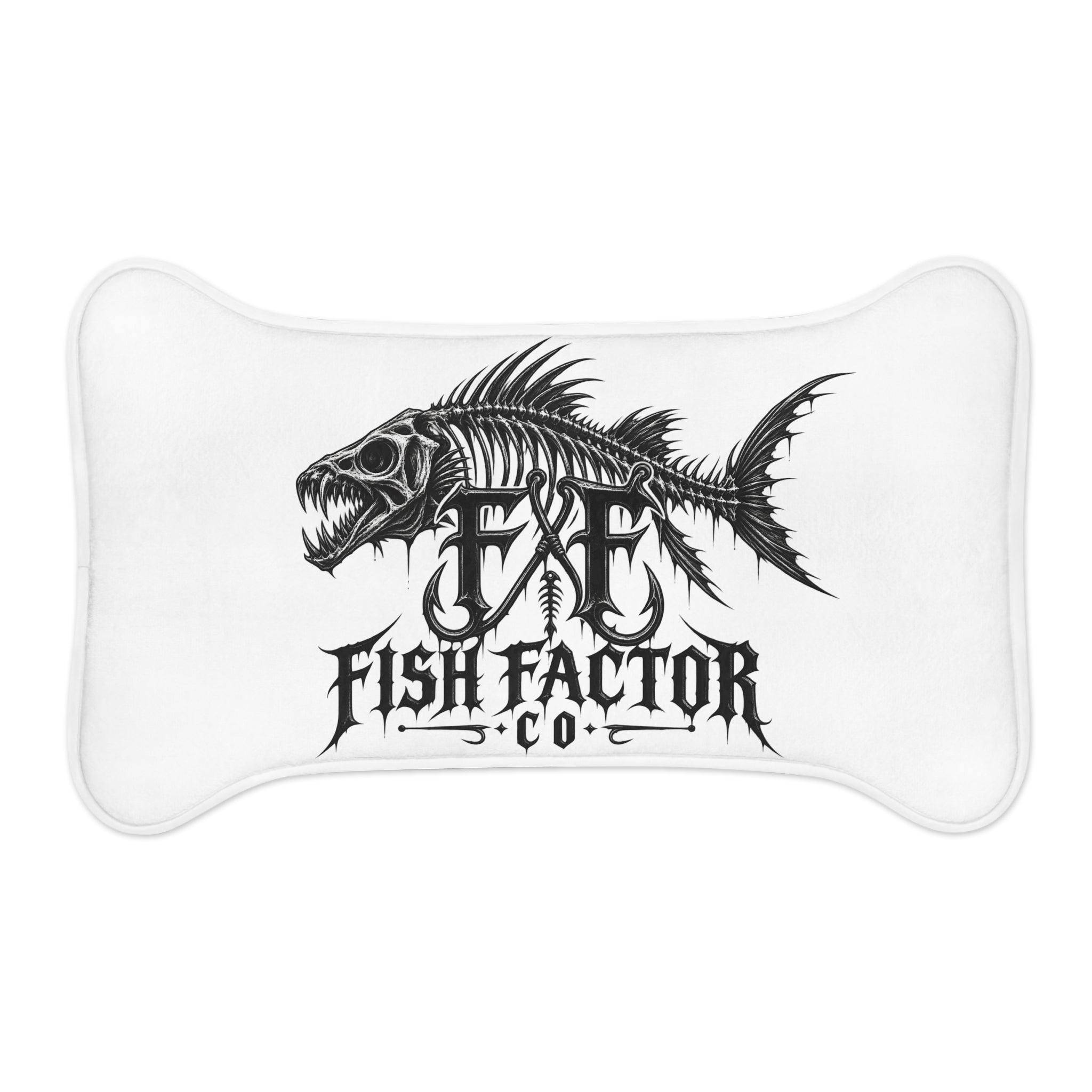 Fish Factor Co. Skeleton Fish Pet Feeding Mat — Non-Slip Waterproof Bowl Placemat for Dogs & Cats