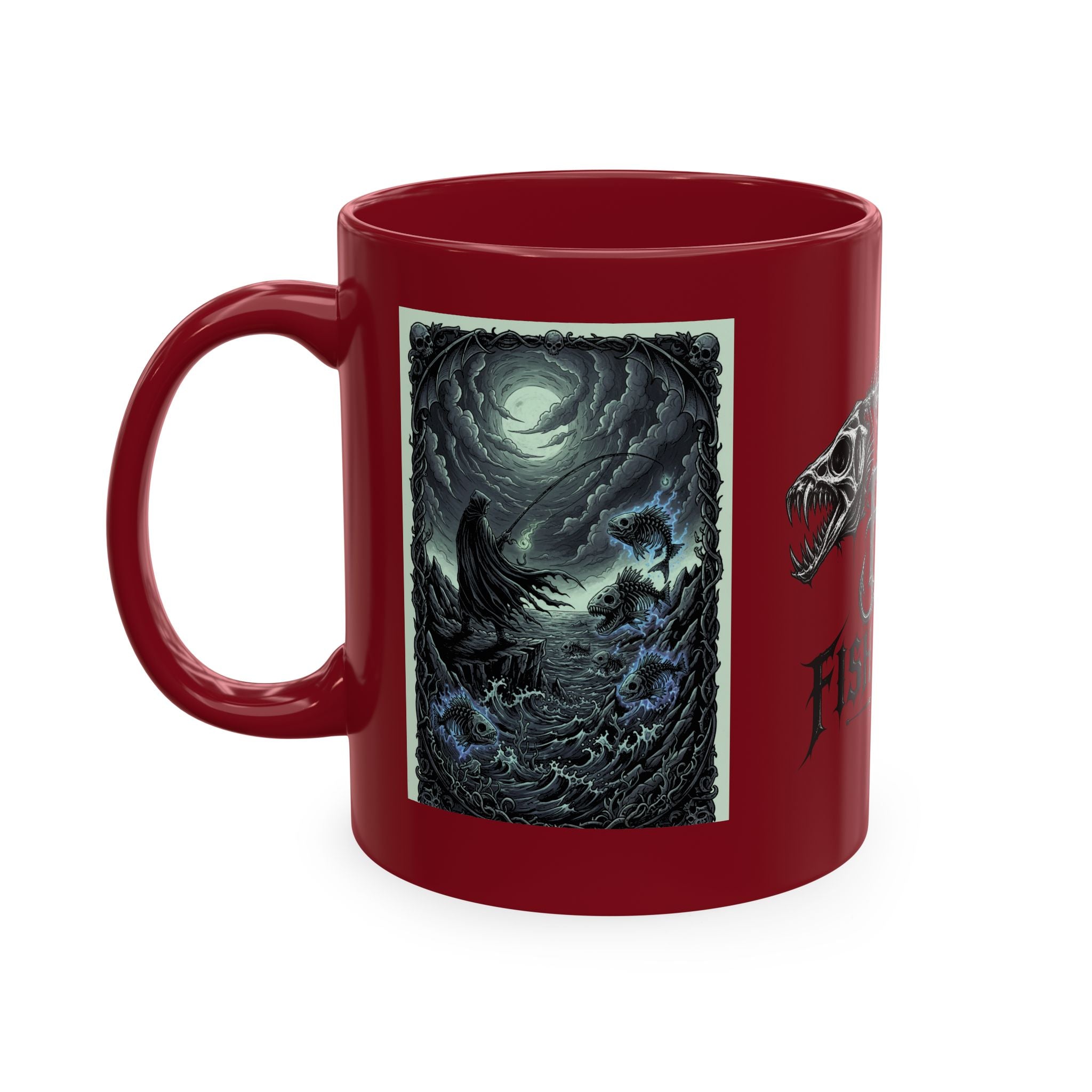 Fish Factor Co Skeletal Fish Illustration Mug | Nautical Ocean Skull Art
