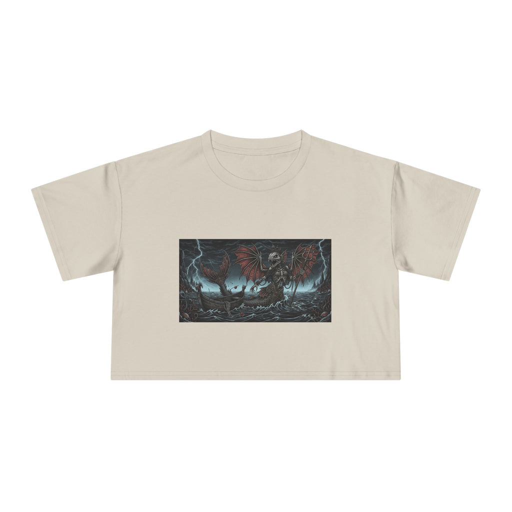 Women's Crop Tee — Dark Nautical Fish Skeleton Graphic Tee - Fish Factor Co