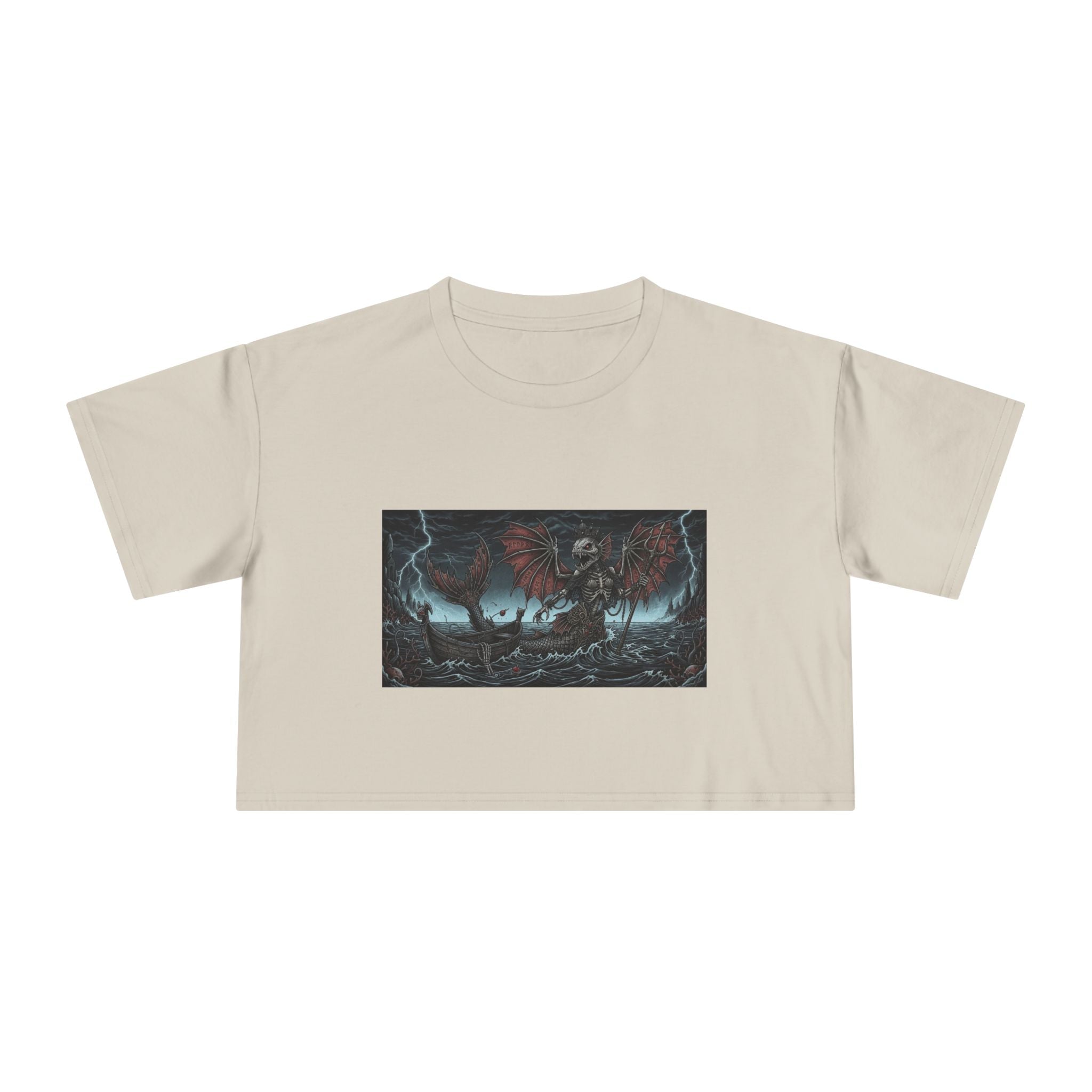 Women's Crop Tee — Dark Nautical Fish Skeleton Graphic Tee - Fish Factor Co
