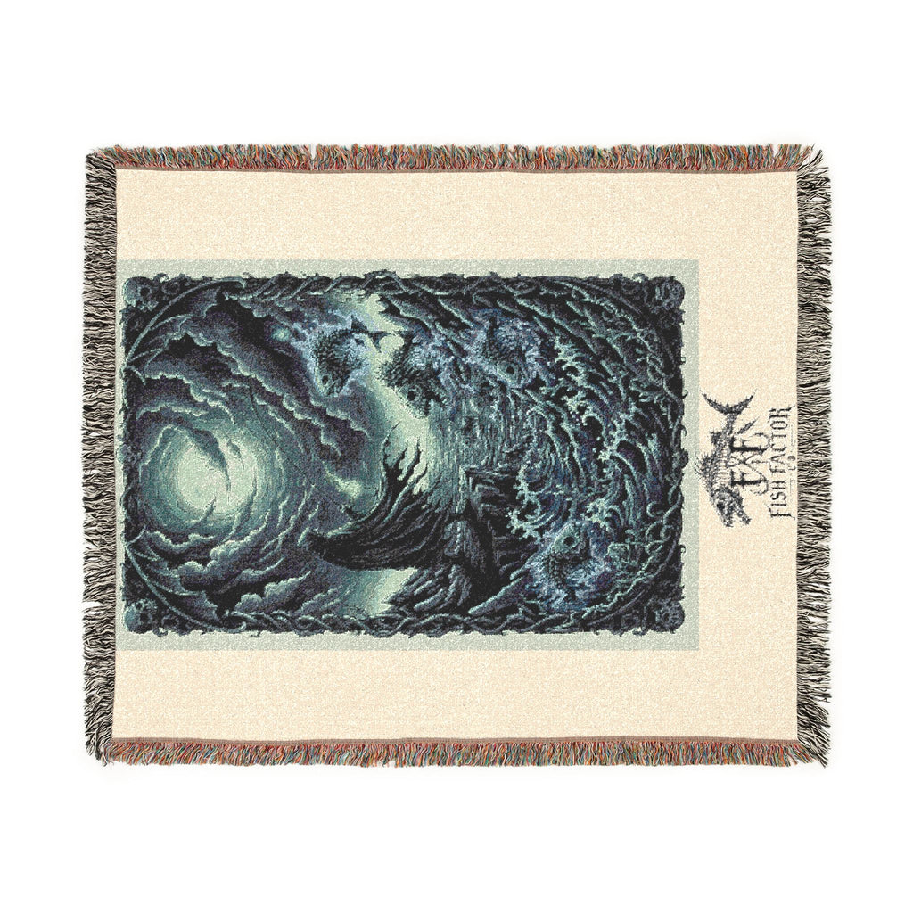 Fish Moon Woven Blanket | Fantasy Night Scene, Tapestry Throw - Fish Factor Co