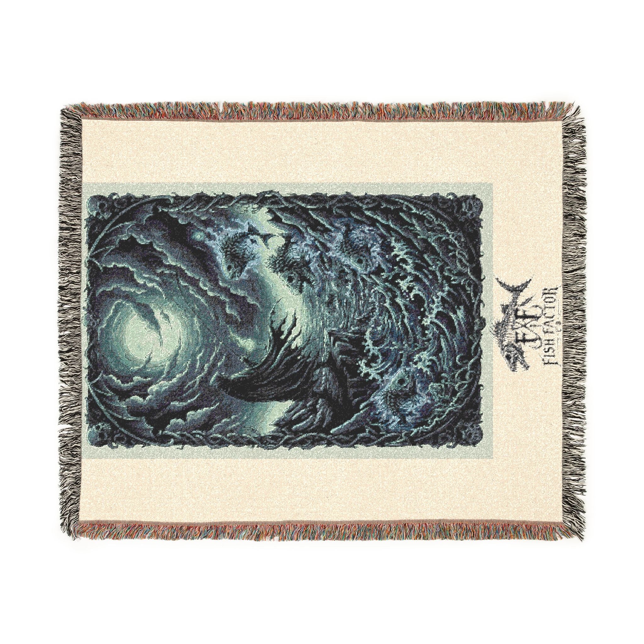 Fish Moon Woven Blanket | Fantasy Night Scene, Tapestry Throw - Fish Factor Co