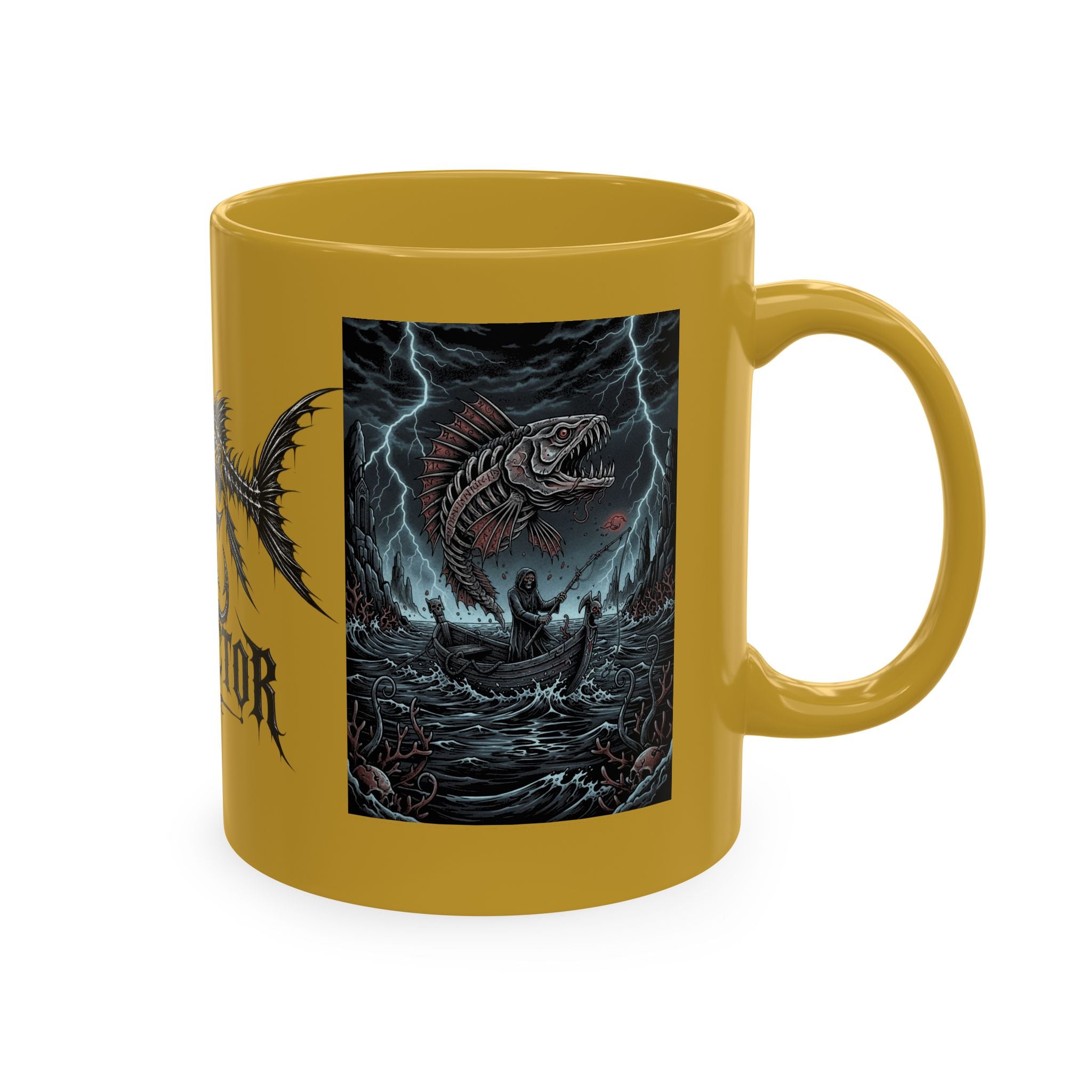 Fish Factor Co Skeletal Fish Illustration Mug | Nautical Ocean Skull Art