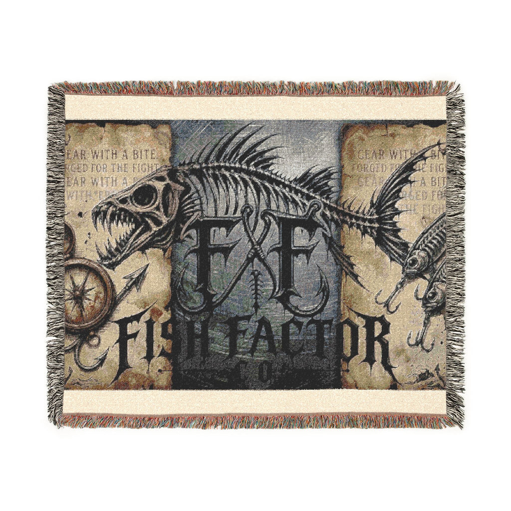 Tyrannosaur Skeleton Woven Blanket | Dinosaur Fossil Tapestry Throw - Fish Factor Co