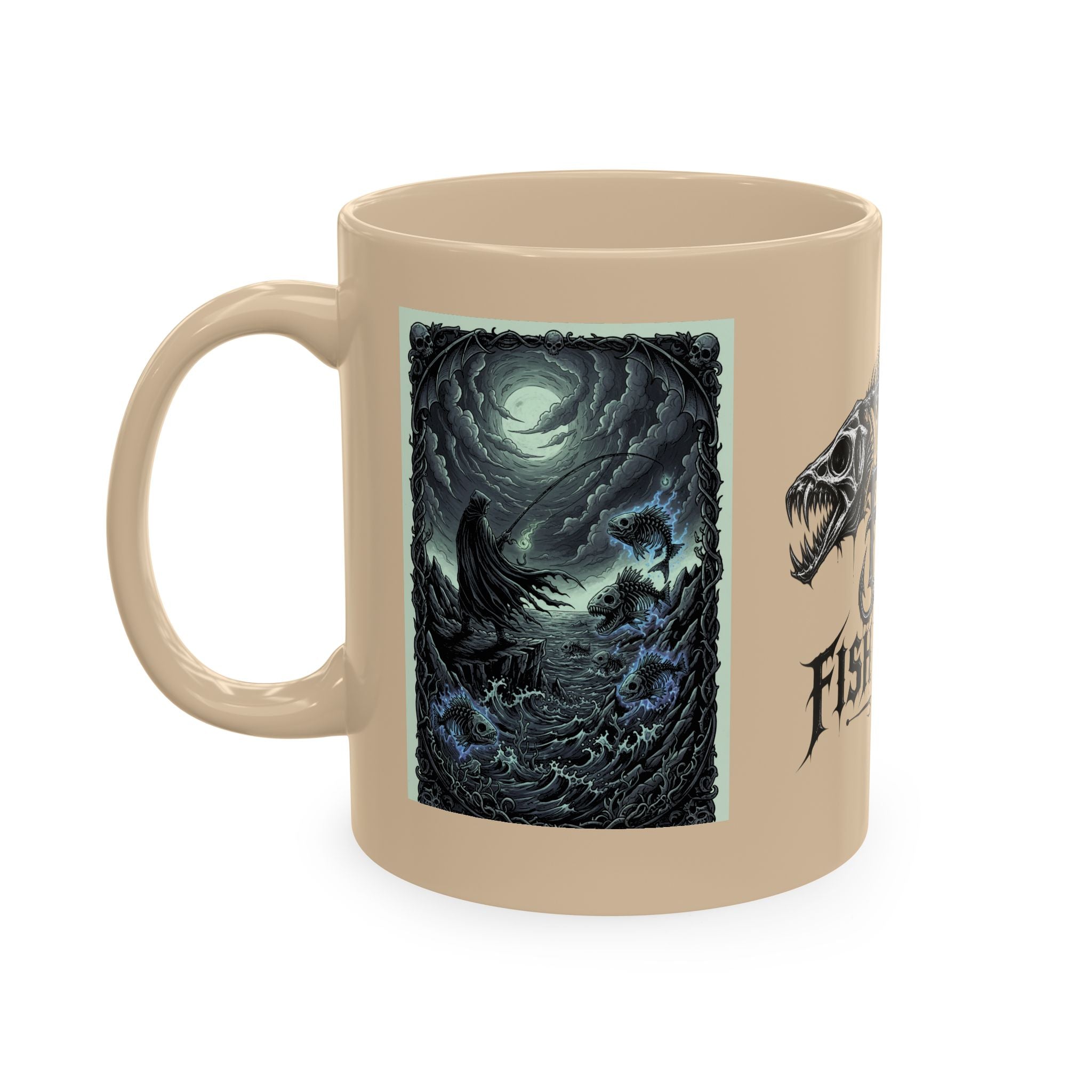 Fish Factor Co Skeletal Fish Illustration Mug | Nautical Ocean Skull Art