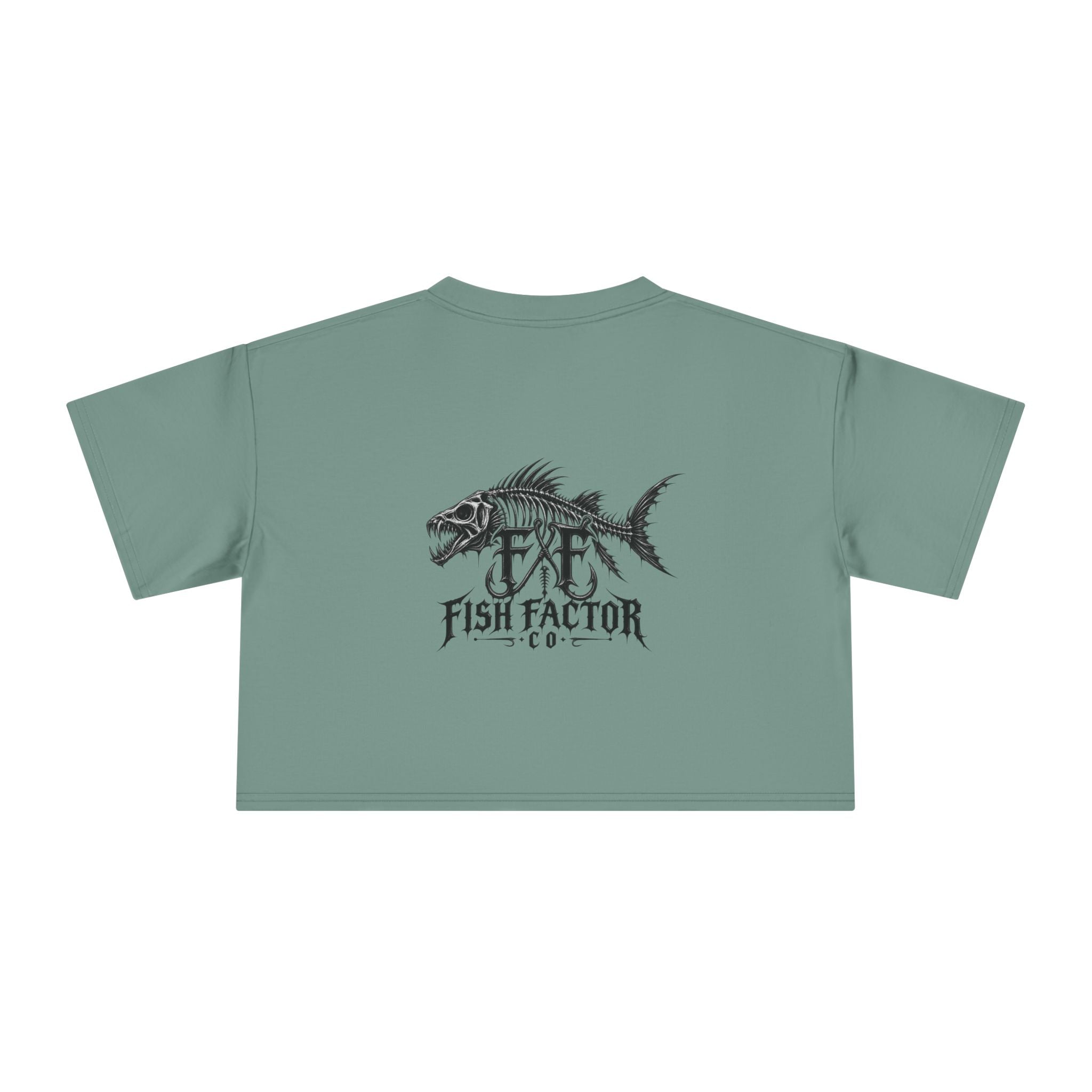 Women's Crop Tee — Dark Nautical Fish Skeleton Graphic Tee - Fish Factor Co
