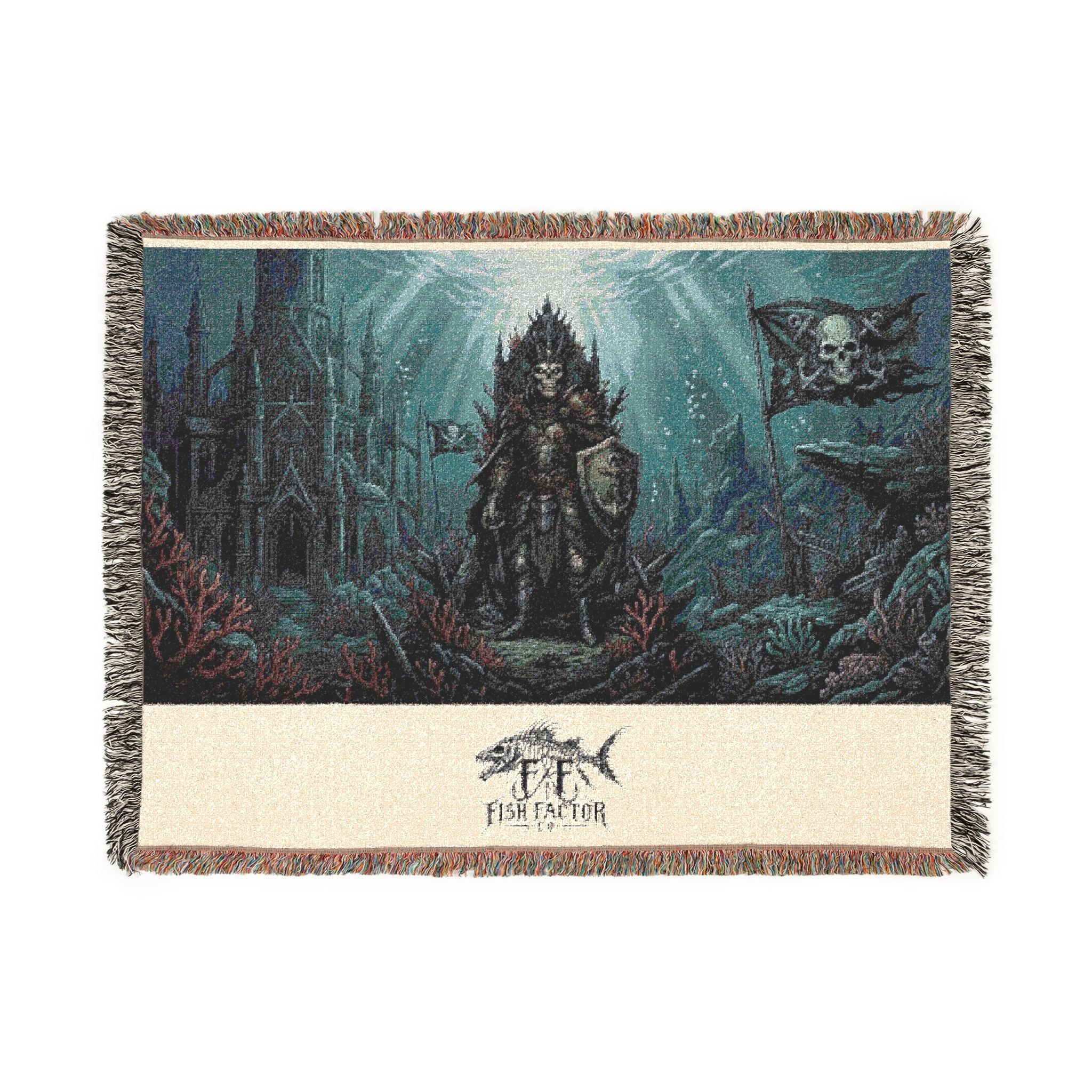 Dark Throne King woven blanket | Gothic fantasy castle tapestry - Fish Factor Co