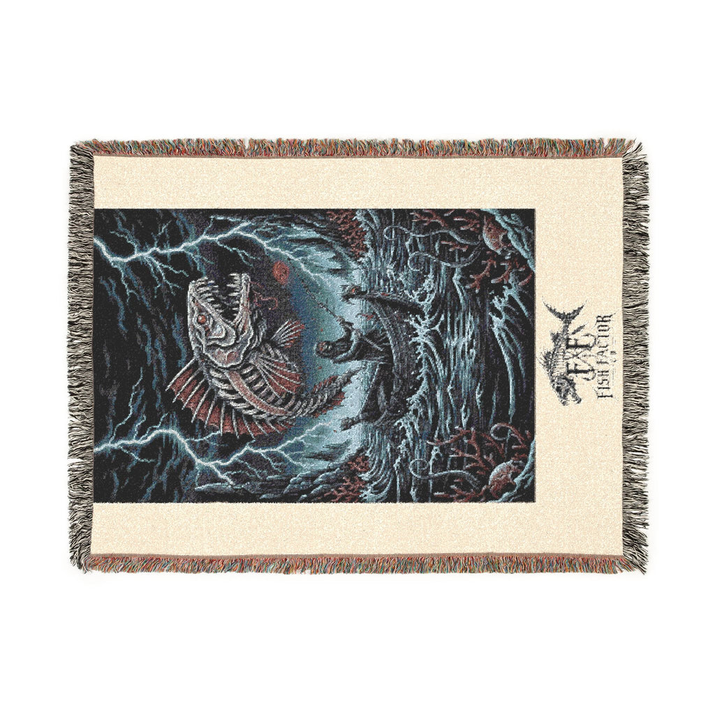Skeleton Fish Woven Blanket | Norse Ship Tapestry Throw - Fish Factor Co