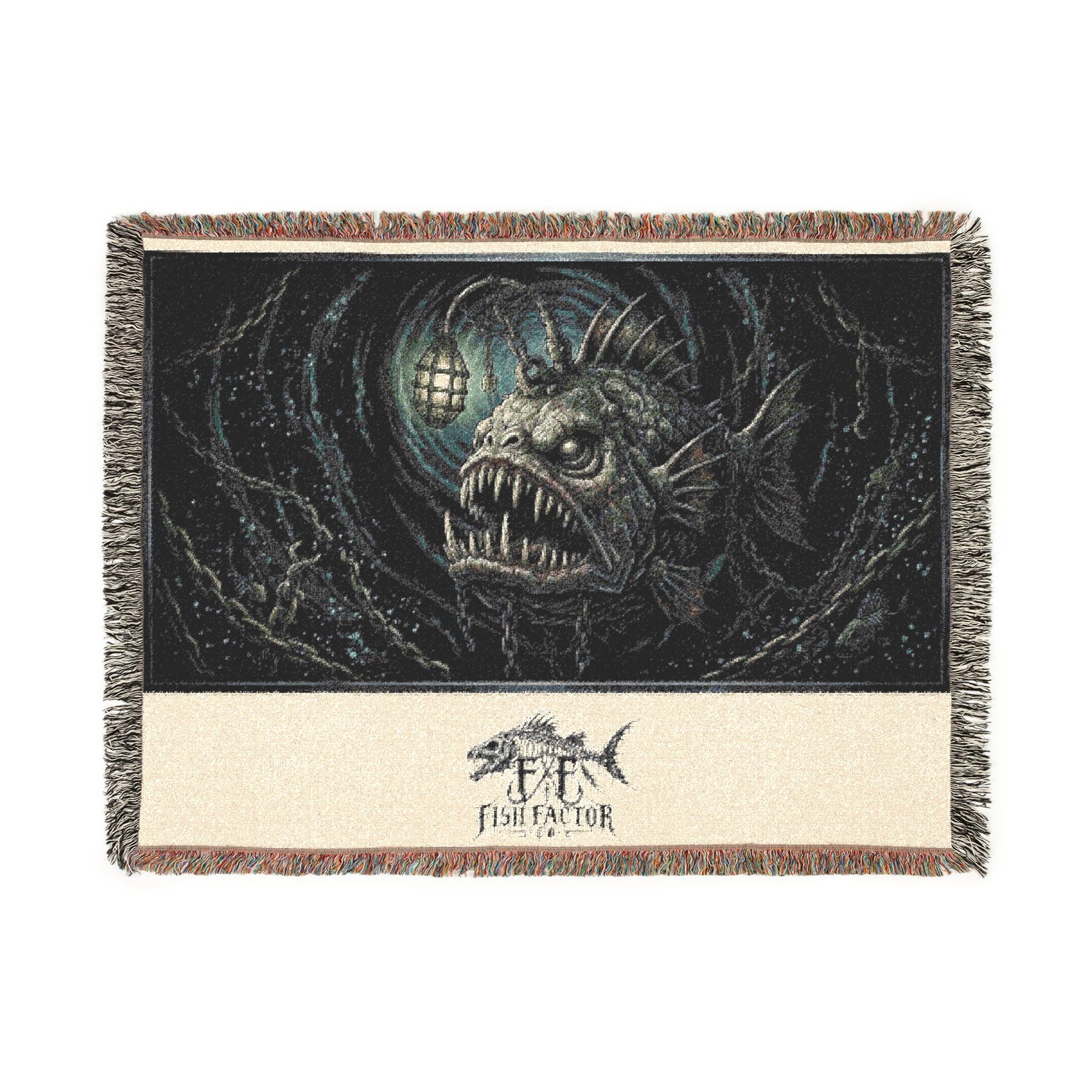 Deep Sea Anglerfish Woven Blanket | Creepy Ocean Creature Throw - Fish Factor Co