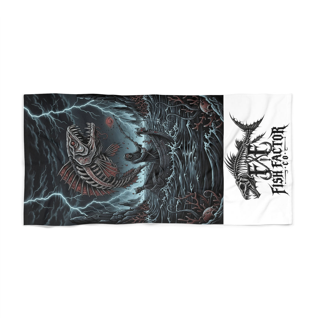 Stormy Sea Fish Skeleton Beach Towel — Fish Factor Co -  Heavy-Metal Nautical Fishing Design