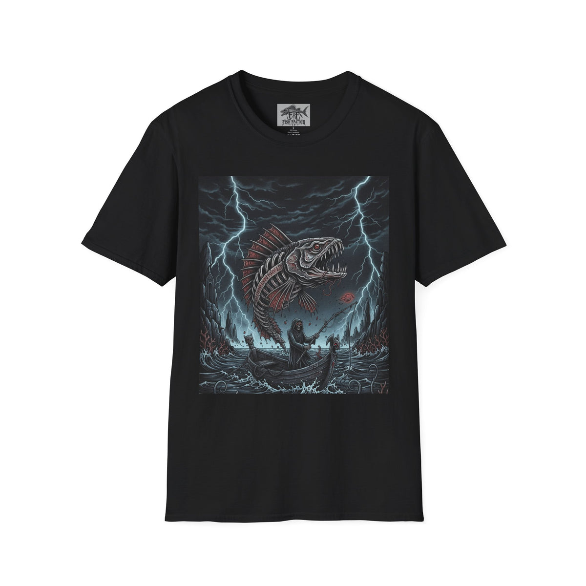 Stormsea Angler Fish Graphic T-Shirt | Lightning Wave Illustration Fishing Reaper Fish Factor