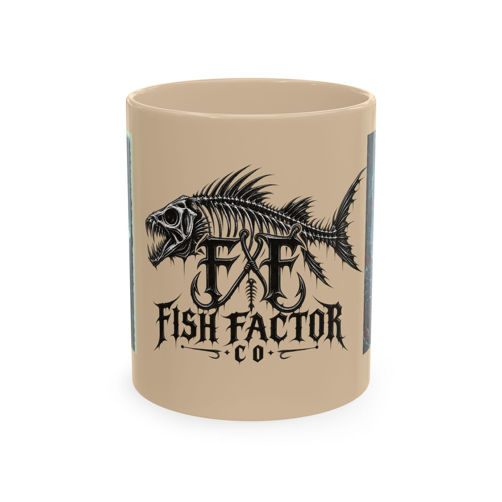 Fish Factor Co Skeletal Fish Illustration Mug | Nautical Ocean Skull Art