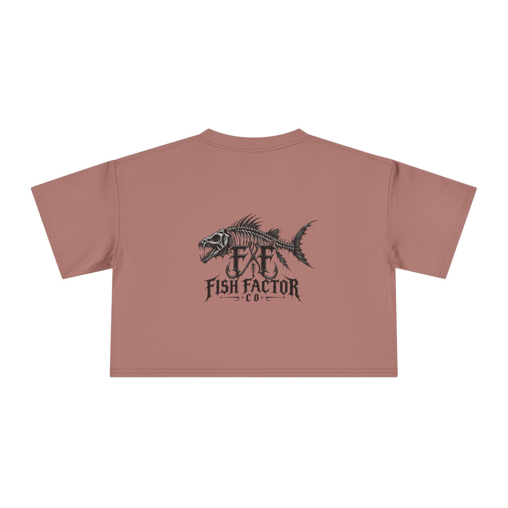 Women's Crop Tee — Dark Nautical Fish Skeleton Graphic Tee - Fish Factor Co