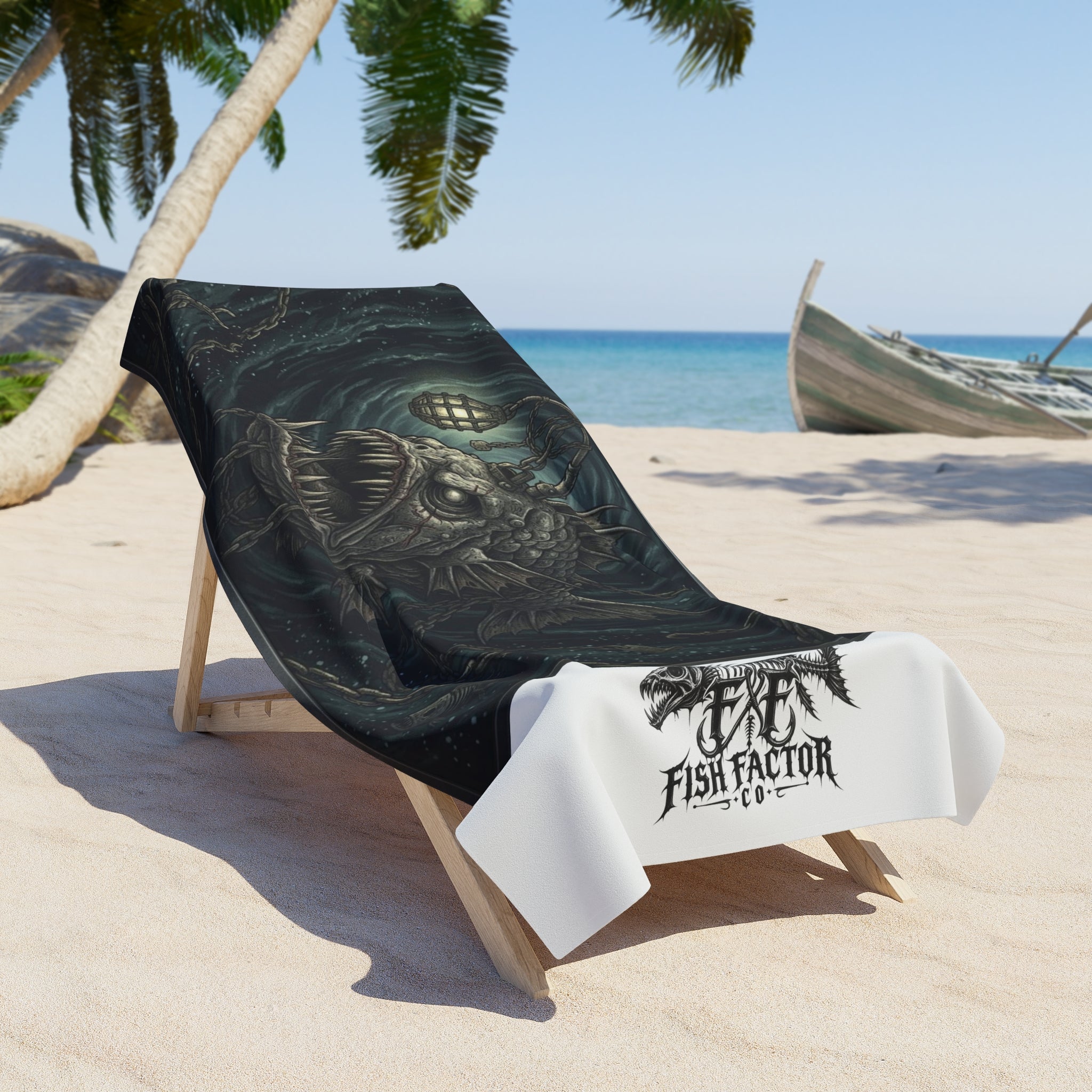Anglerfish Dark Ocean Beach Towel — Gothic Deep Sea Graphic Beach Towel - Fish Factor Co