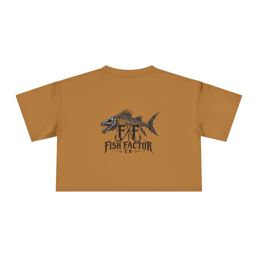 Women's Crop Tee — Dark Nautical Fish Skeleton Graphic Tee - Fish Factor Co