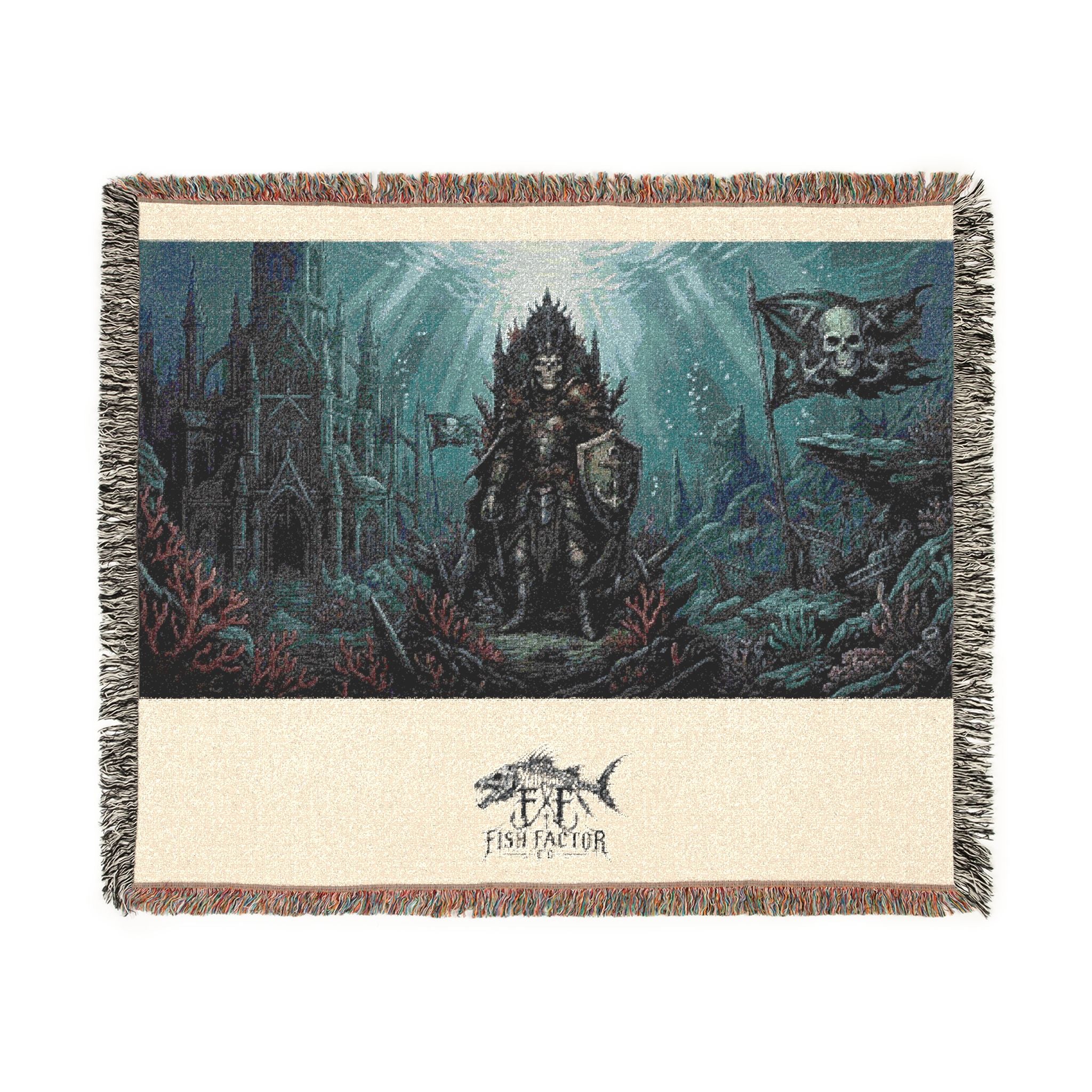Dark Throne King woven blanket | Gothic fantasy castle tapestry - Fish Factor Co
