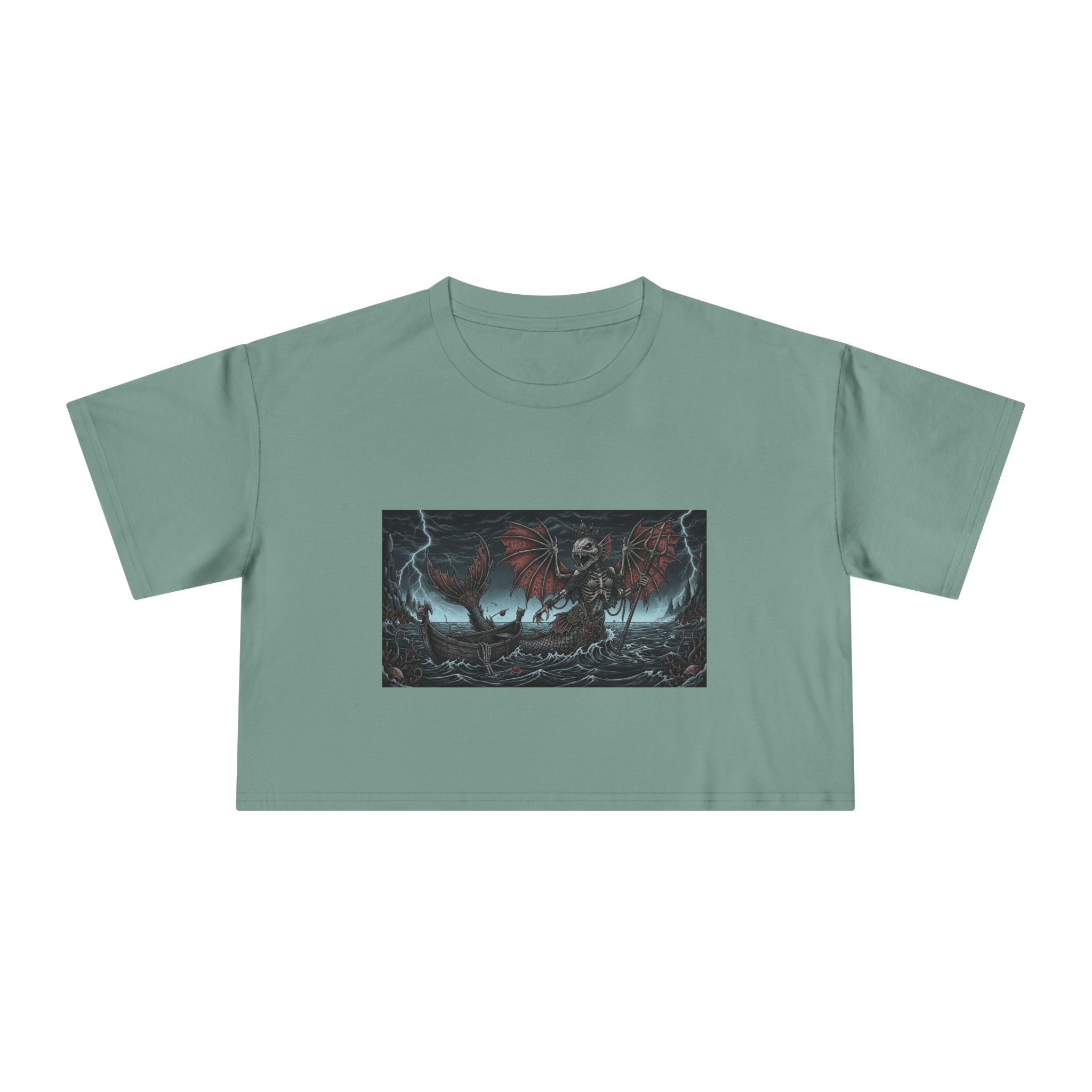 Women's Crop Tee — Dark Nautical Fish Skeleton Graphic Tee - Fish Factor Co