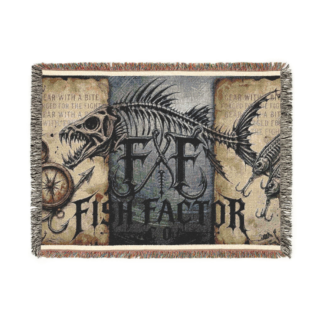 Tyrannosaur Skeleton Woven Blanket | Dinosaur Fossil Tapestry Throw - Fish Factor Co